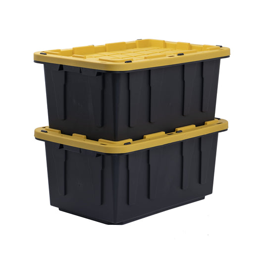 CX BLACK & YELLOW 12-Gallon Heavy Duty Storage Bins with Lids Stackable Plastic 4 PacK