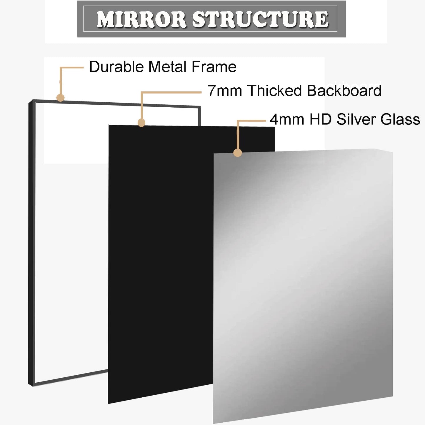 KIMREAL Modern 26"L x 40"W Black Wall Mounted Mirror | Rectangular