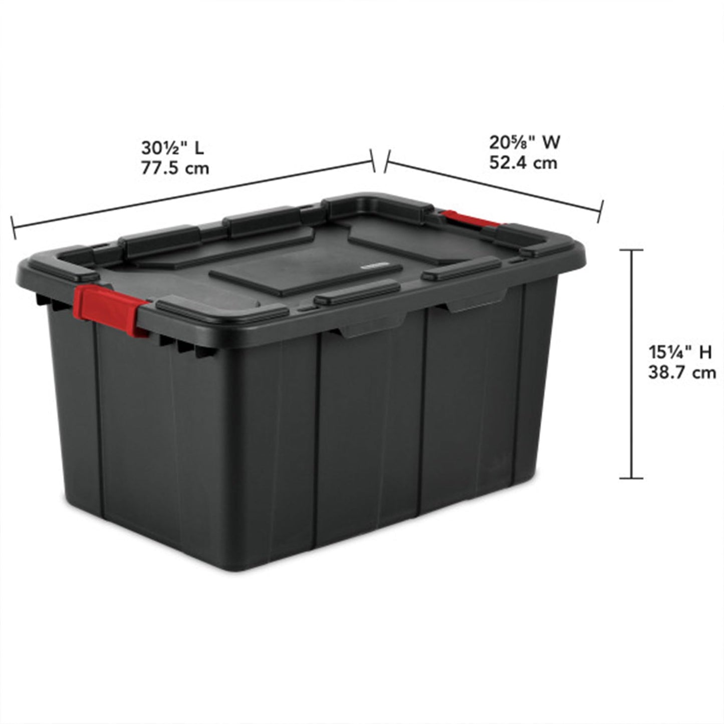 Sterilite 6-Pack Industrial Tote Plastic Storage Bins with Lids, 15 Gallon Black