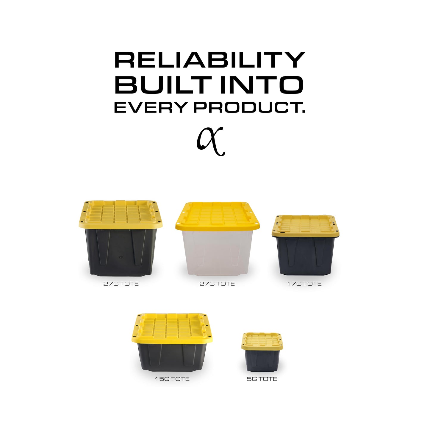 CX BLACK & YELLOW 12-Gallon Heavy Duty Storage Bins with Lids Stackable Plastic 4 PacK