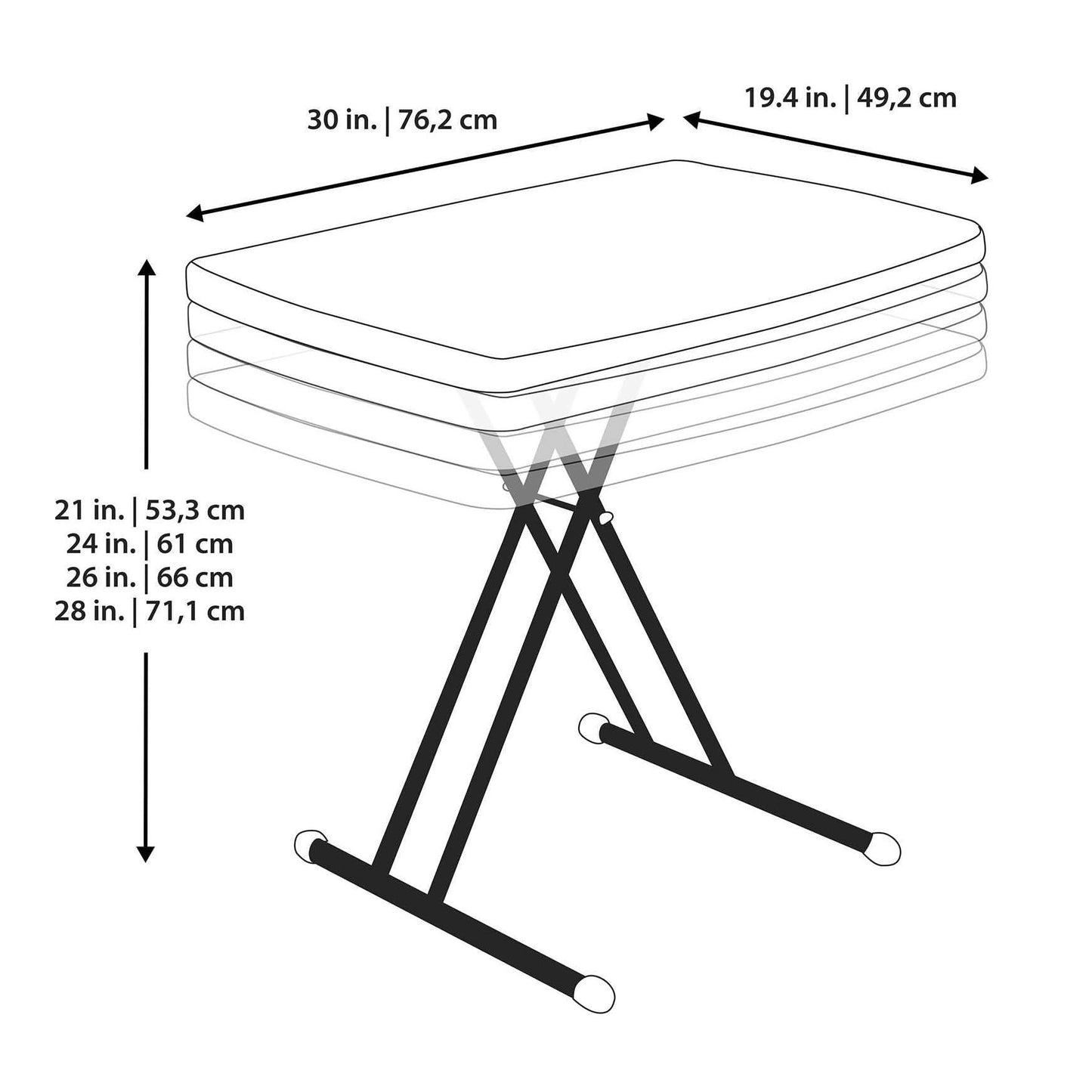 LIFETIME 80251 Adjustable Folding Laptop Table TV Tray, 26 Inch, White Granite