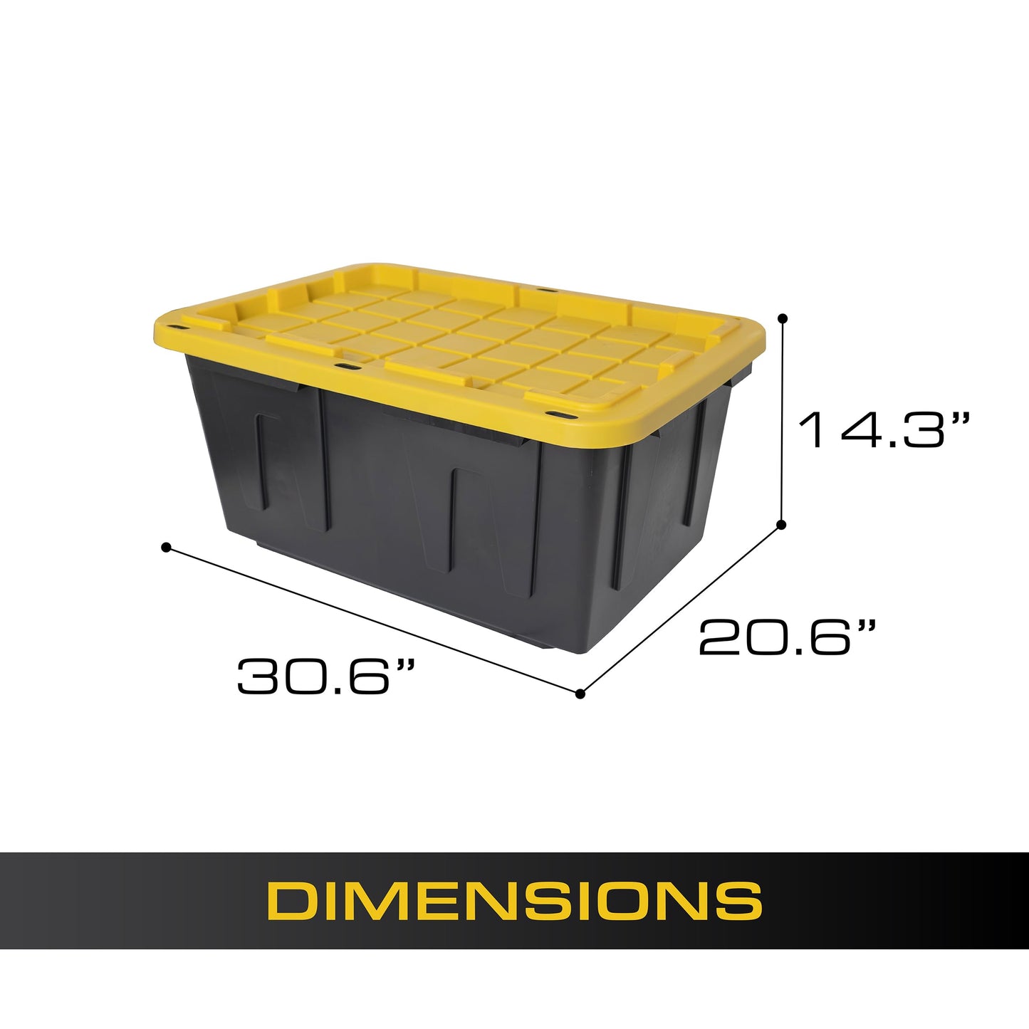CX BLACK & YELLOW 12-Gallon Heavy Duty Storage Bins with Lids Stackable Plastic 4 PacK