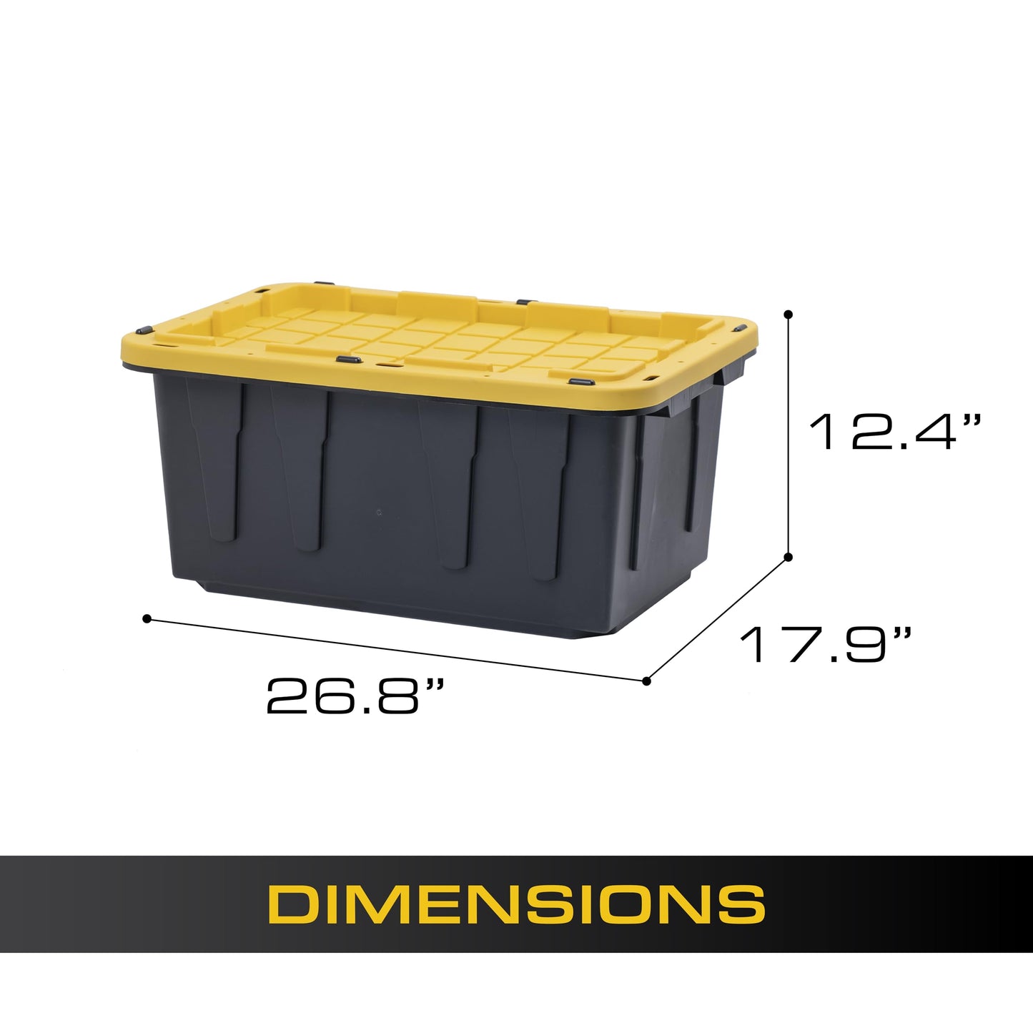 CX BLACK & YELLOW 12-Gallon Heavy Duty Storage Bins with Lids Stackable Plastic 4 PacK