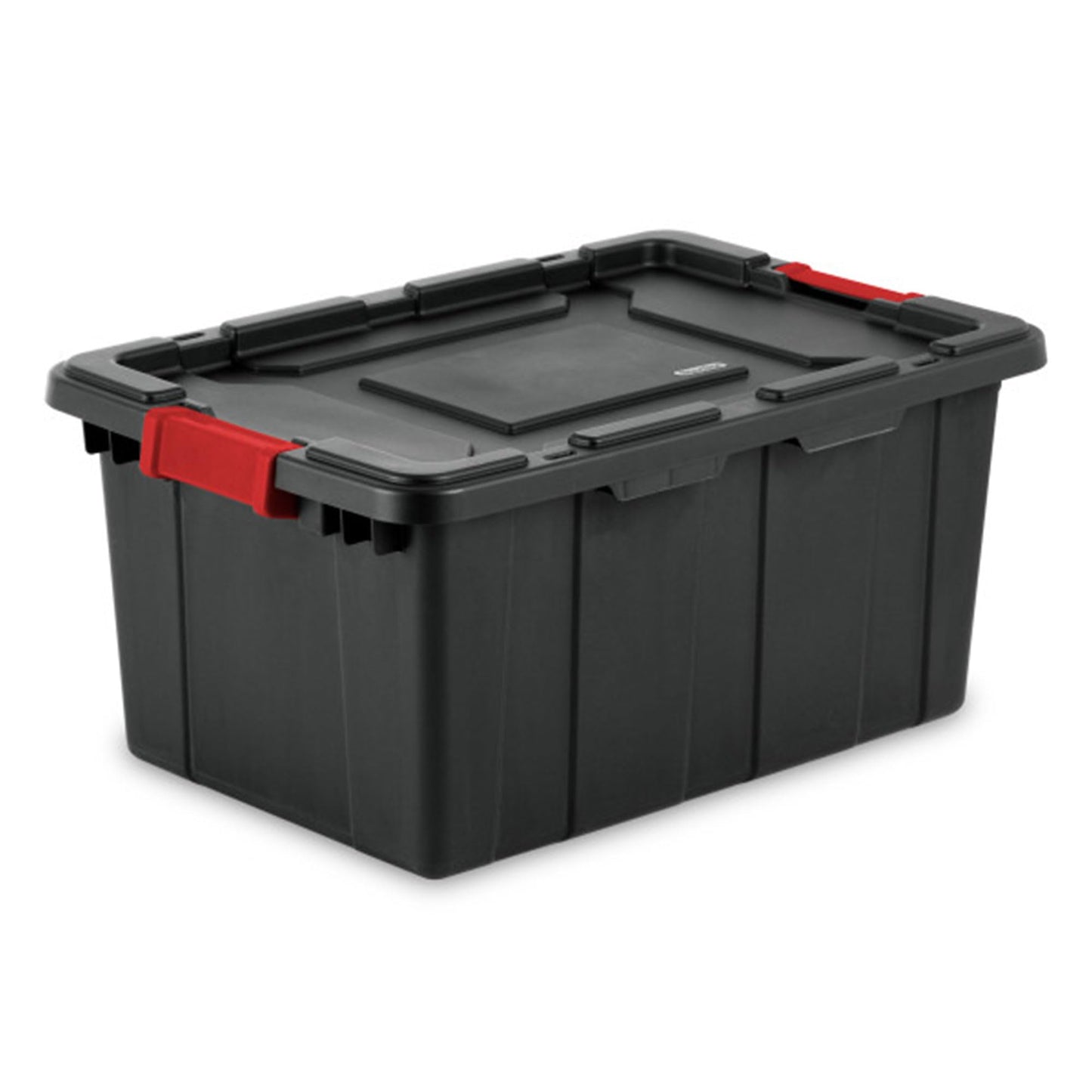 Sterilite 6-Pack Industrial Tote Plastic Storage Bins with Lids, 15 Gallon Black