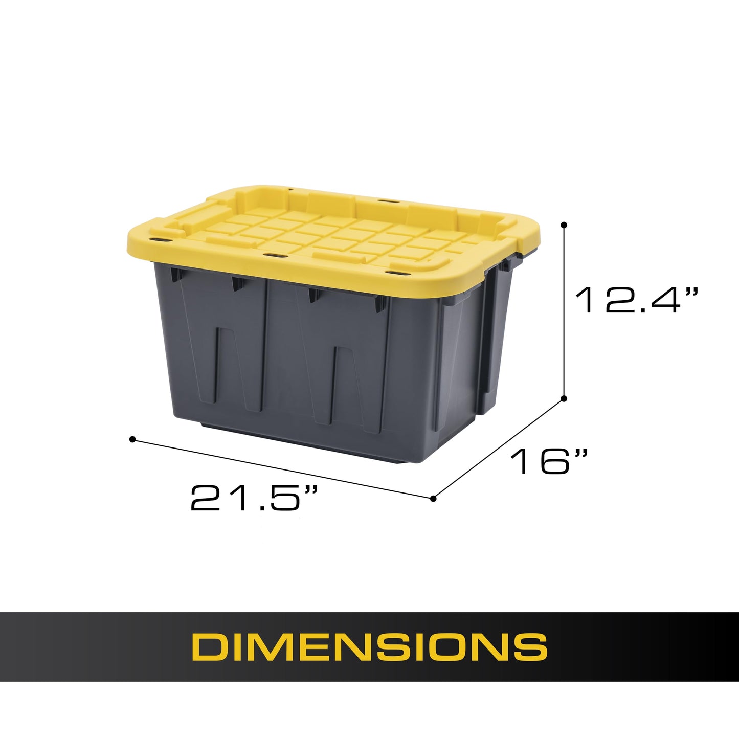 CX BLACK & YELLOW 12-Gallon Heavy Duty Storage Bins with Lids Stackable Plastic 4 PacK
