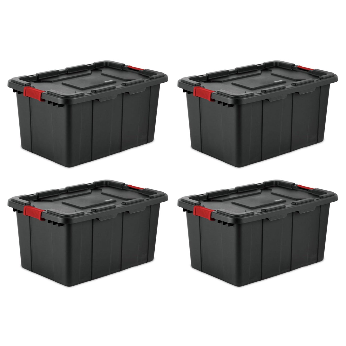 Sterilite 6-Pack Industrial Tote Plastic Storage Bins with Lids, 15 Gallon Black