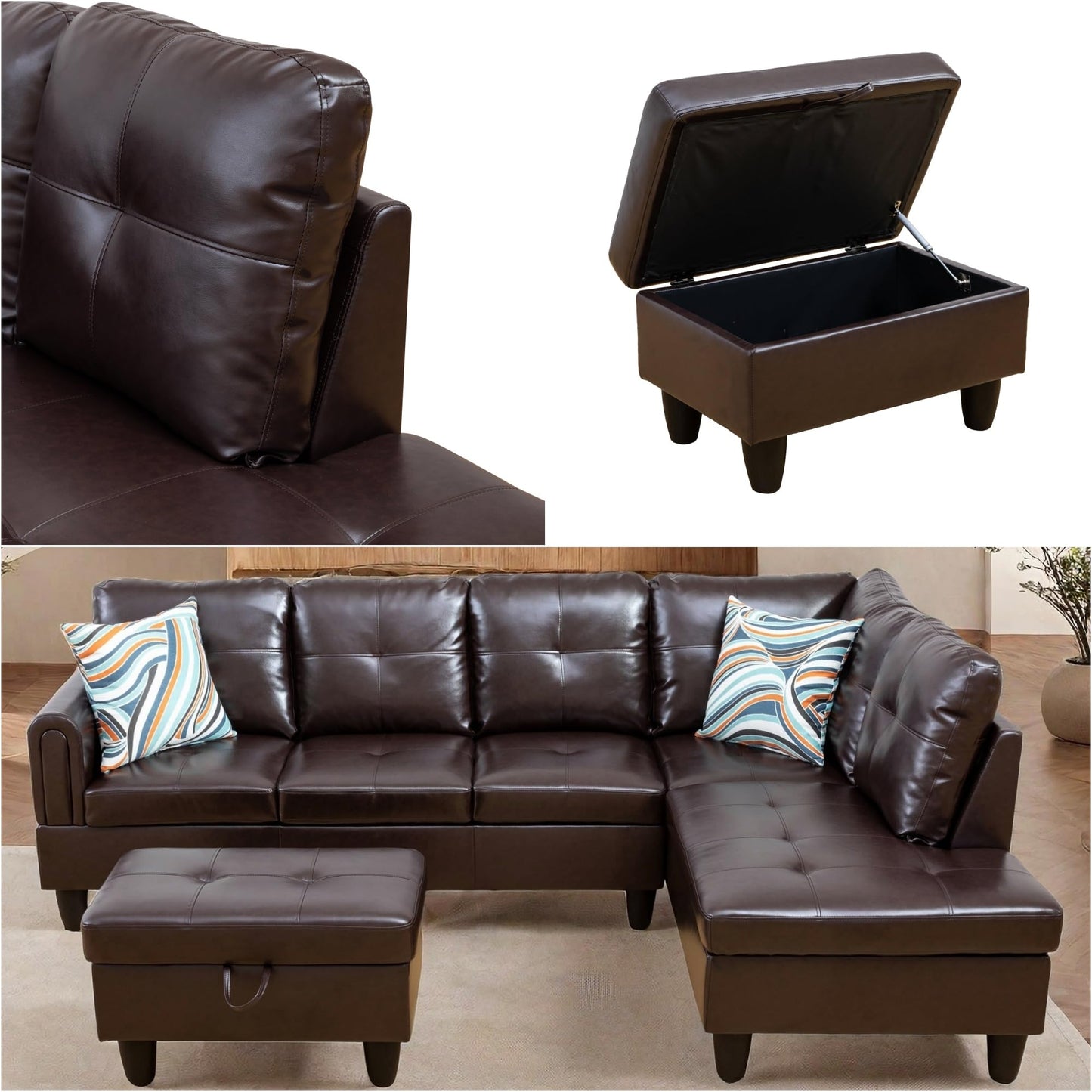 ChicFurnit L Shaped Sectional Couches, Modular Sectional Sofa with Ottoman Storage