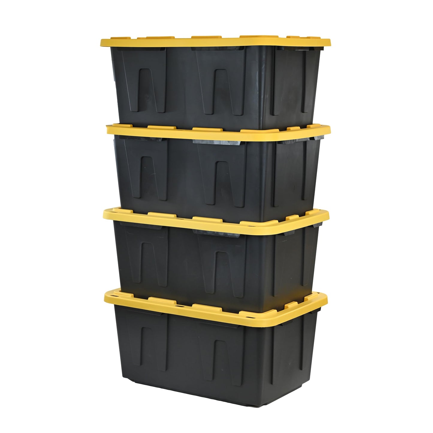 CX BLACK & YELLOW 12-Gallon Heavy Duty Storage Bins with Lids Stackable Plastic 4 PacK