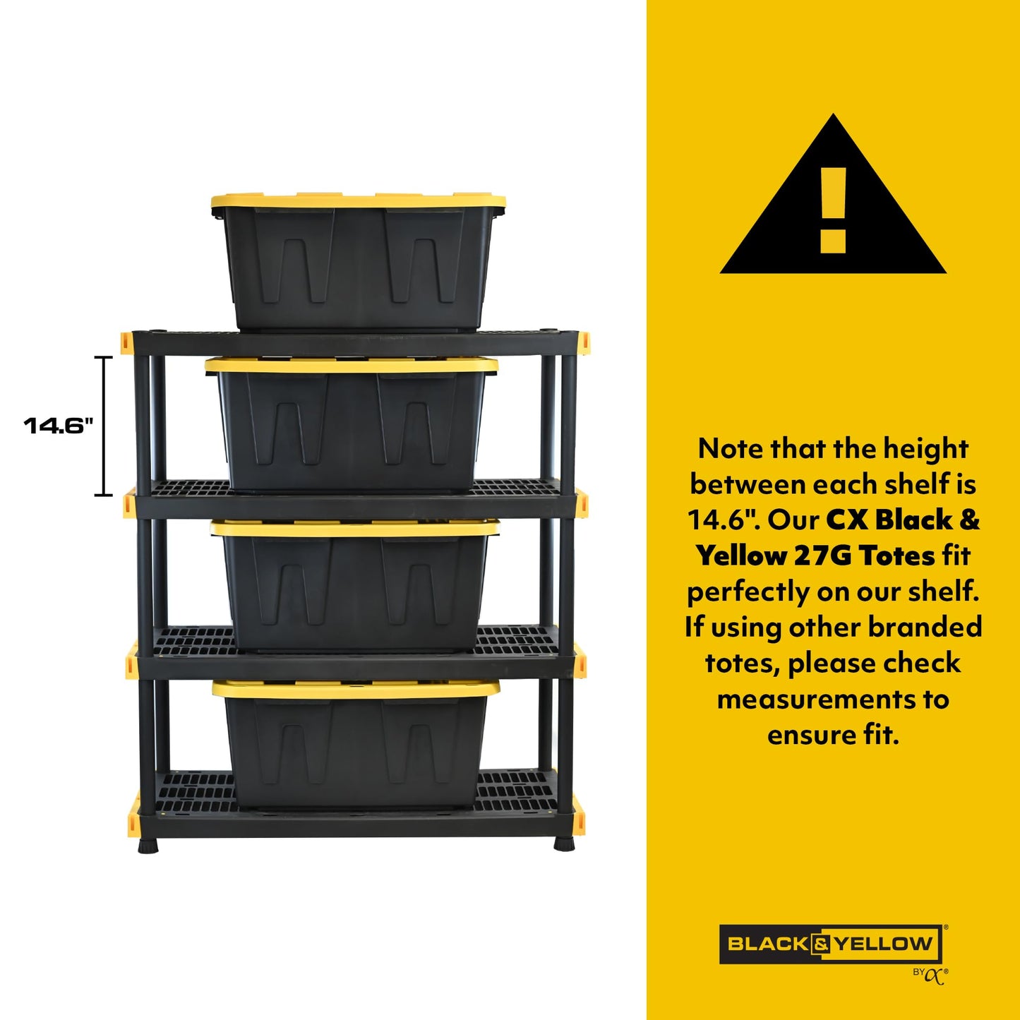 CX Black & Yellow 5-Tier Heavy Duty Plastic Storage Shelves