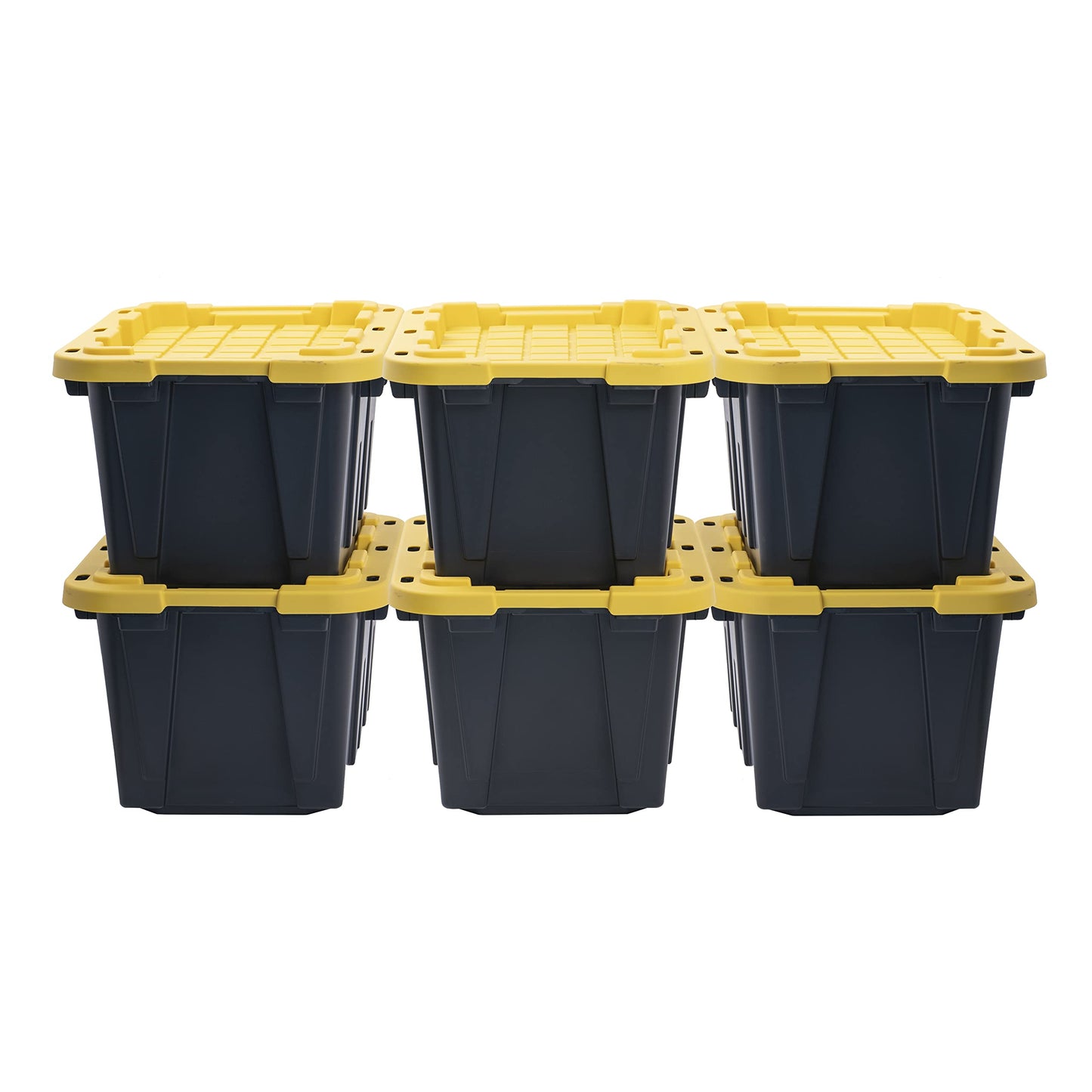 CX BLACK & YELLOW 12-Gallon Heavy Duty Storage Bins with Lids Stackable Plastic 4 PacK