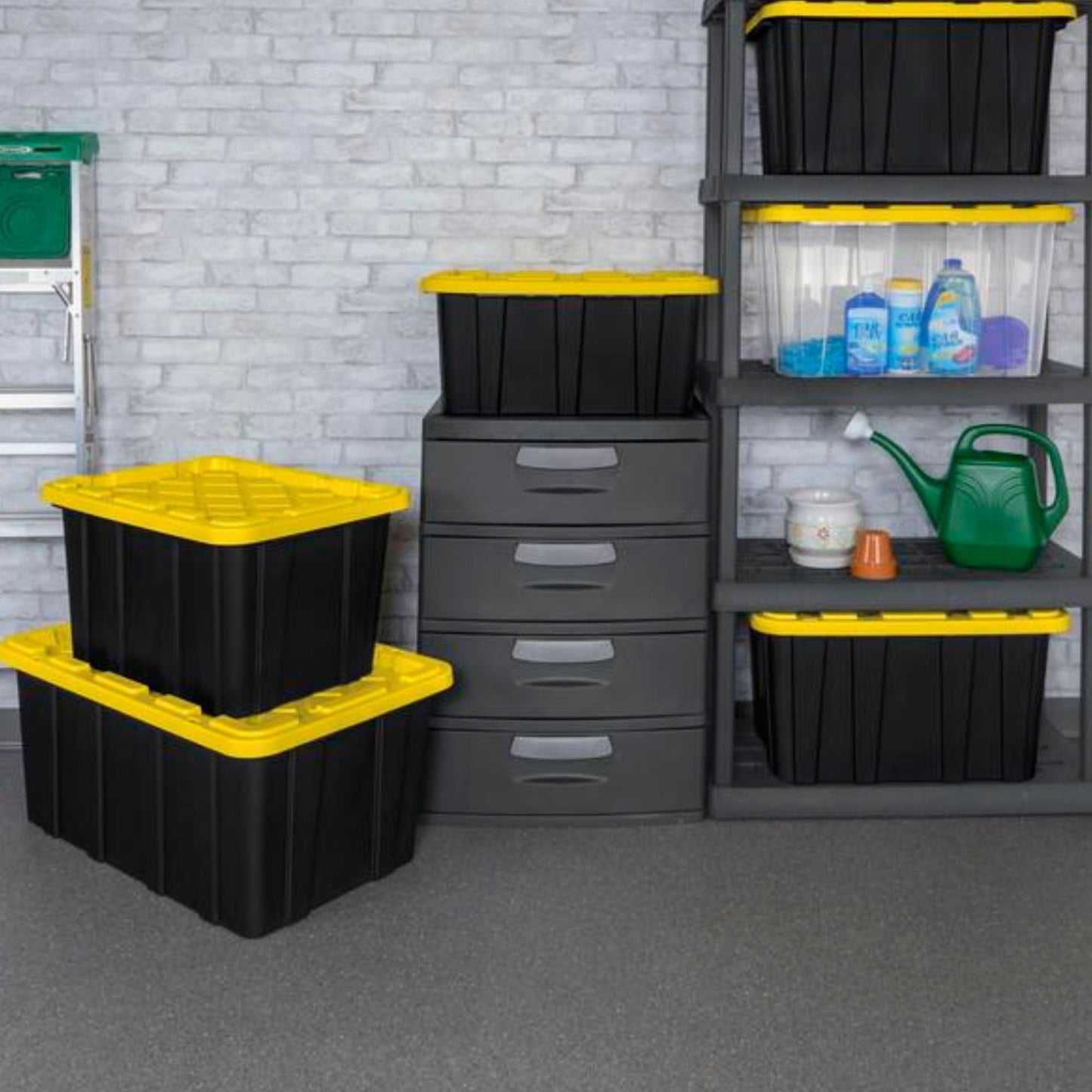 Sterilite 12-Pack Industrial Tote Plastic Storage Container Bins with Lids, 17 Gallon