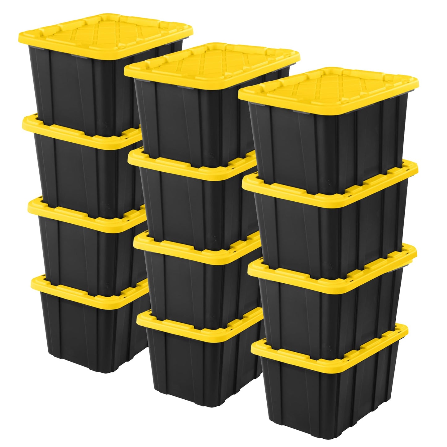Sterilite 12-Pack Industrial Tote Plastic Storage Container Bins with Lids 27 Gallon