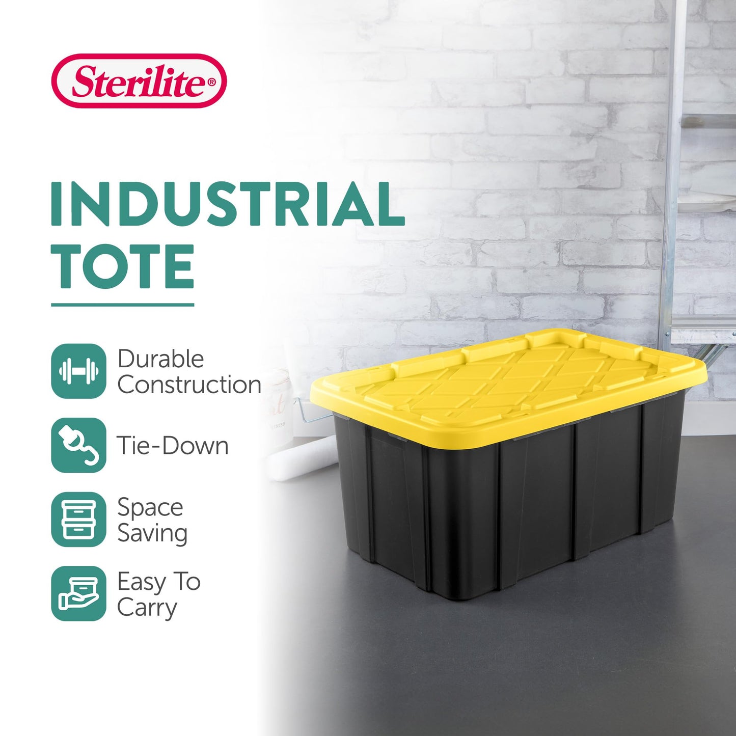Sterilite 12-Pack Industrial Tote Plastic Storage Container Bins with Lids, 17 Gallon