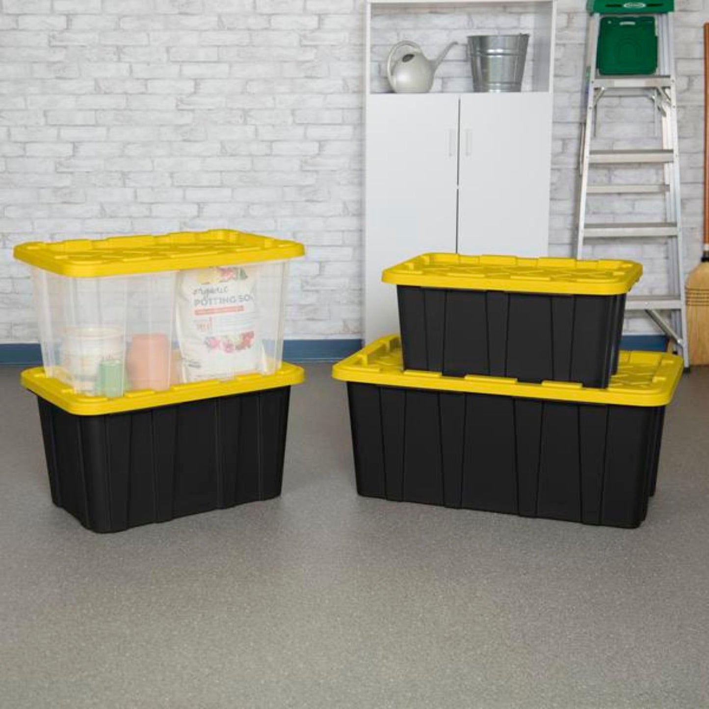 Sterilite 12-Pack Industrial Tote Plastic Storage Container Bins with Lids, 17 Gallon