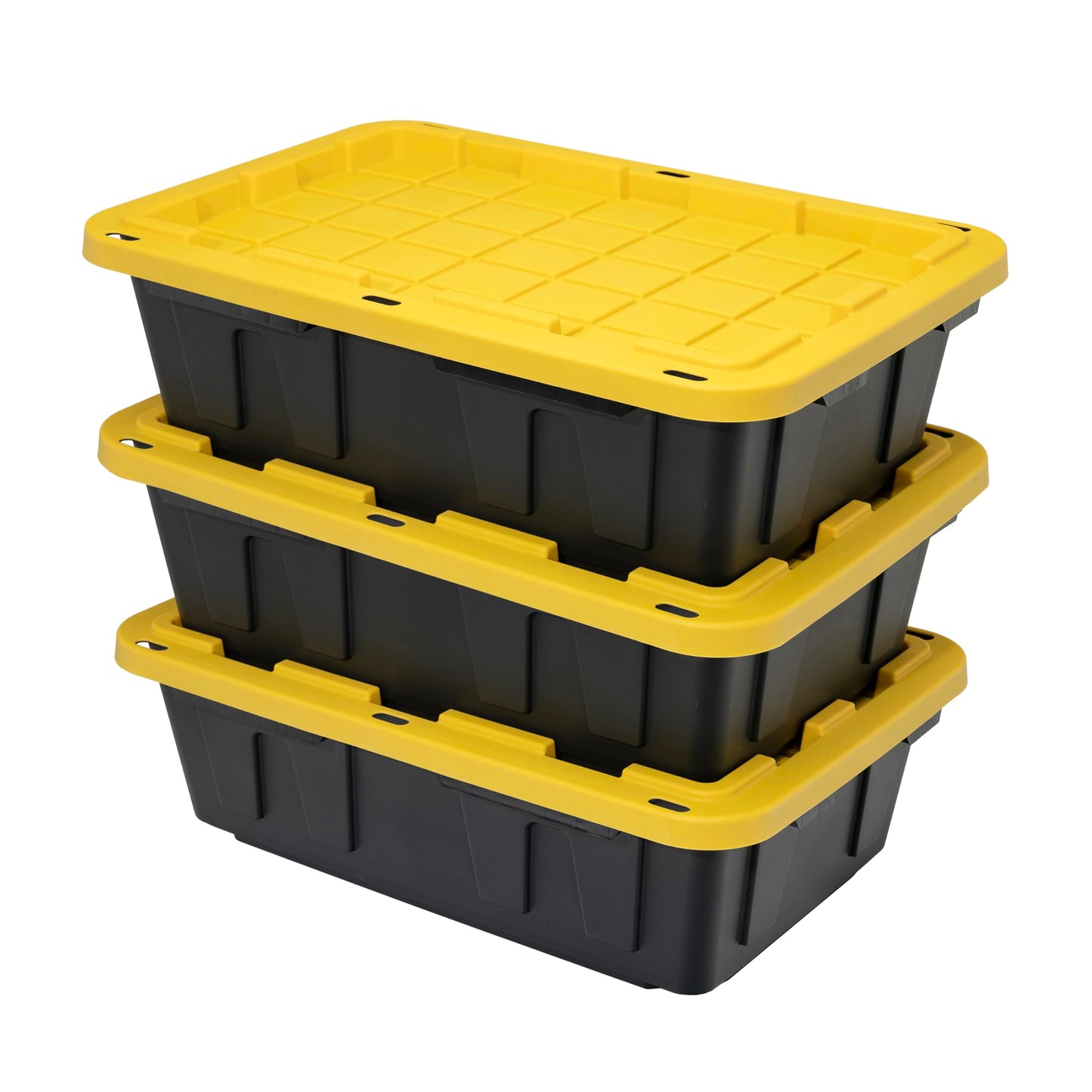 CX BLACK & YELLOW 12-Gallon Heavy Duty Storage Bins with Lids Stackable Plastic 4 PacK