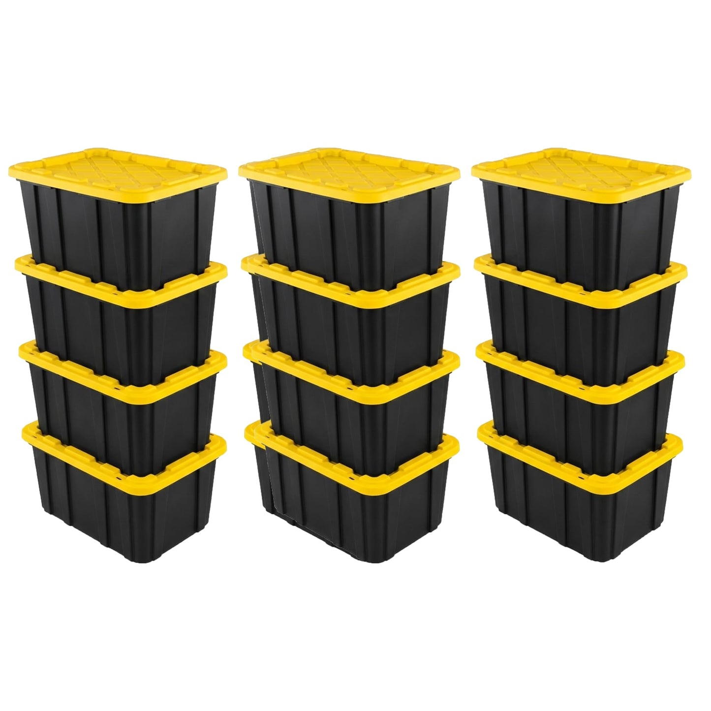 Sterilite 12-Pack Industrial Tote Plastic Storage Container Bins with Lids, 17 Gallon