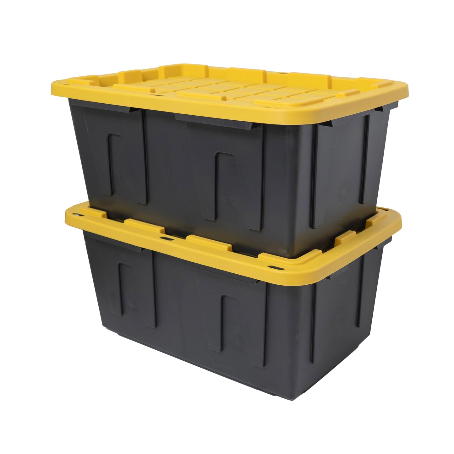CX BLACK & YELLOW 12-Gallon Heavy Duty Storage Bins with Lids Stackable Plastic 4 PacK