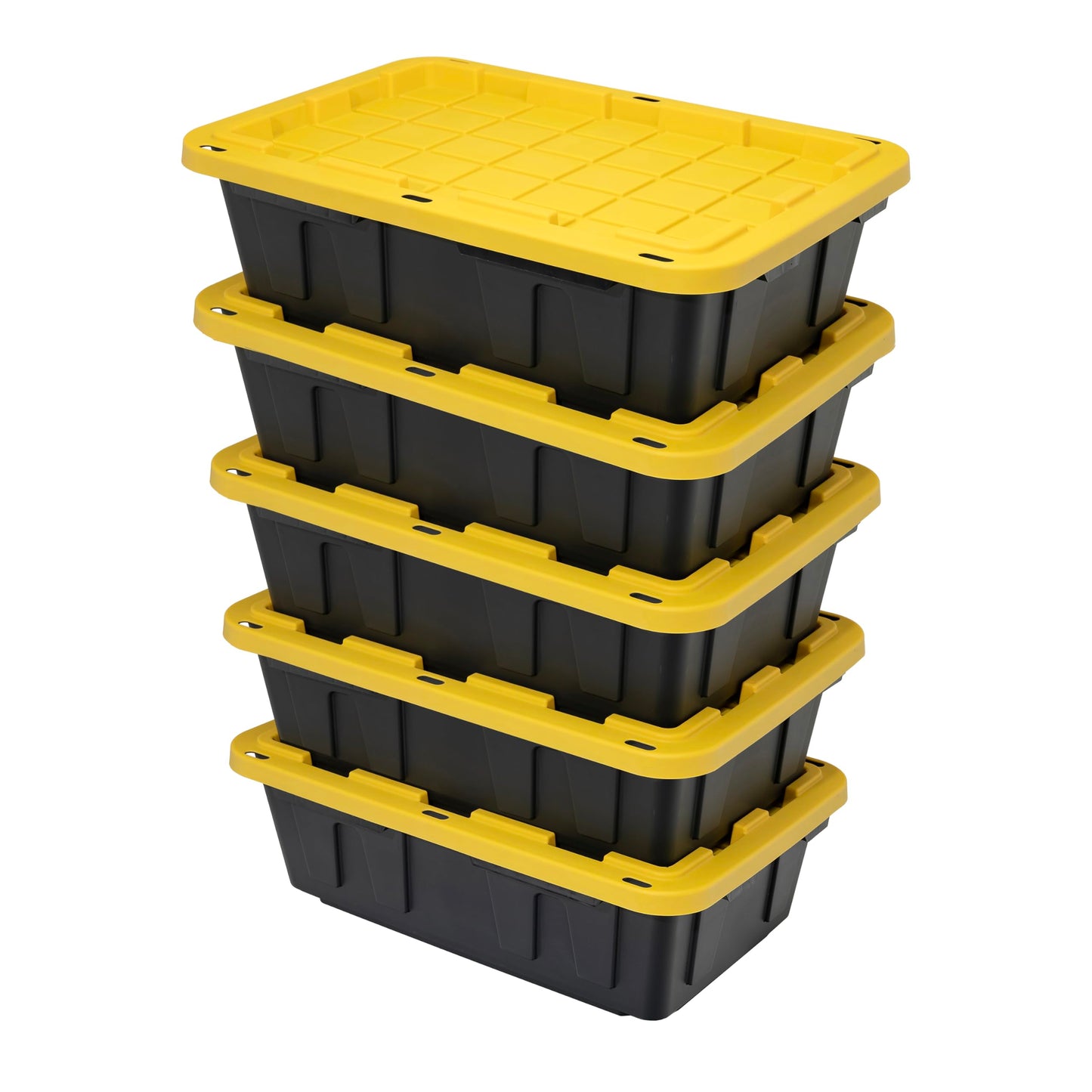 CX BLACK & YELLOW 12-Gallon Heavy Duty Storage Bins with Lids Stackable Plastic 4 PacK