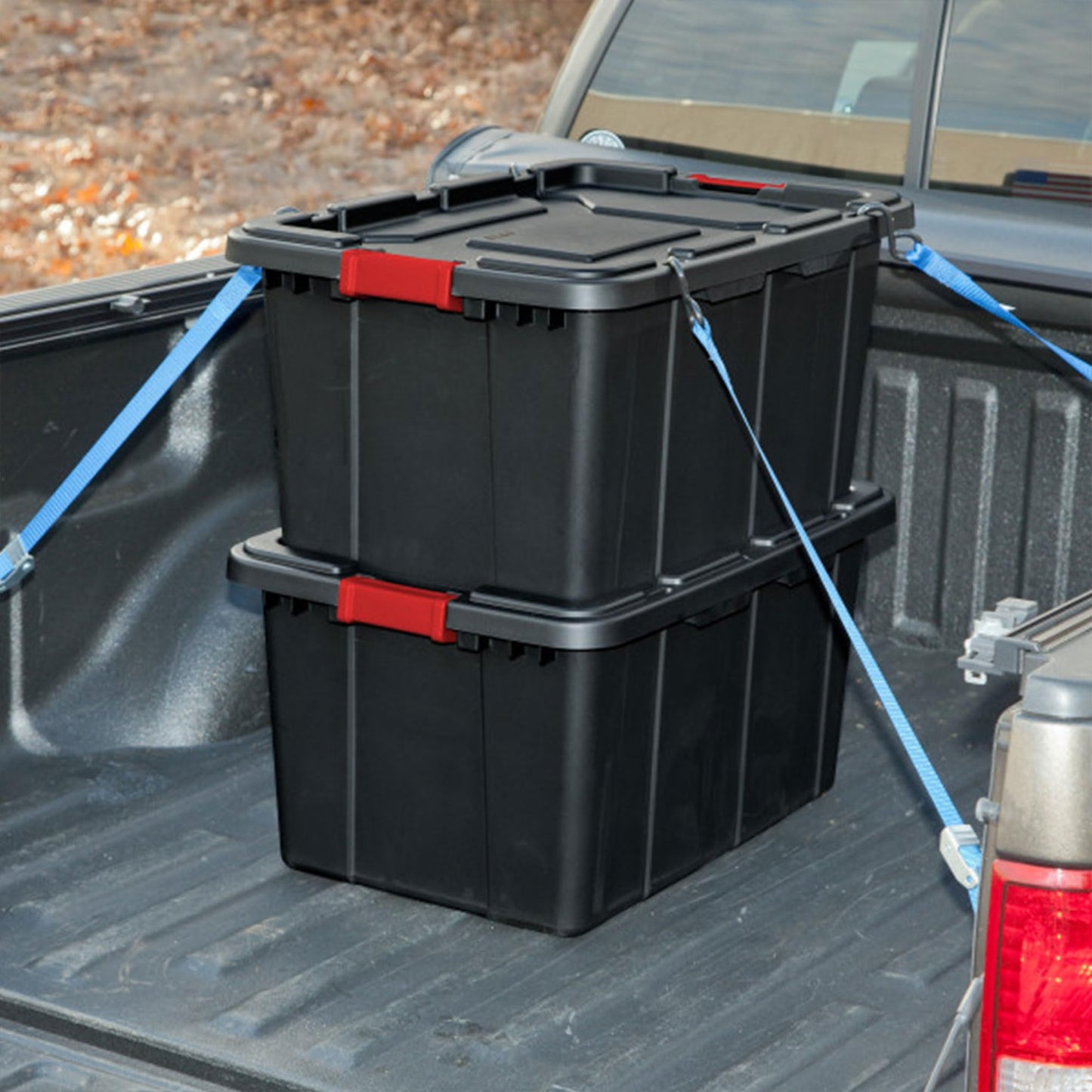Sterilite 6-Pack Industrial Tote Plastic Storage Bins with Lids, 15 Gallon Black