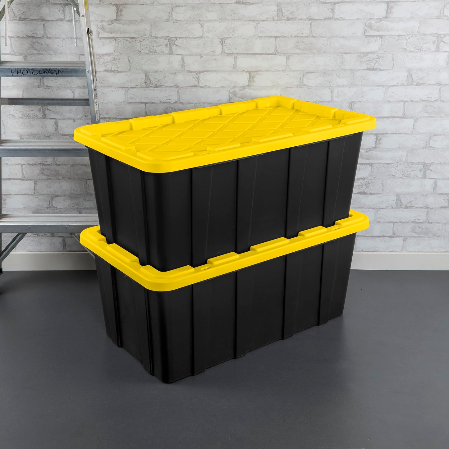 Sterilite 12-Pack Industrial Tote Plastic Storage Container Bins with Lids, 17 Gallon
