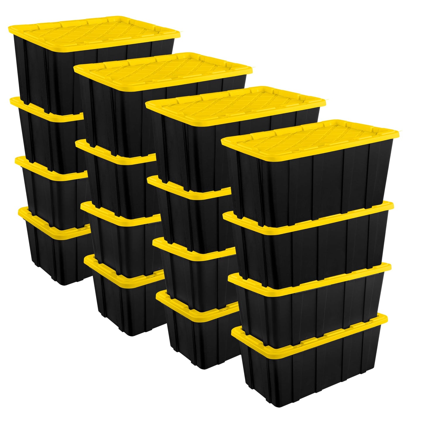 Sterilite 12-Pack Industrial Tote Plastic Storage Container Bins with Lids, 17 Gallon