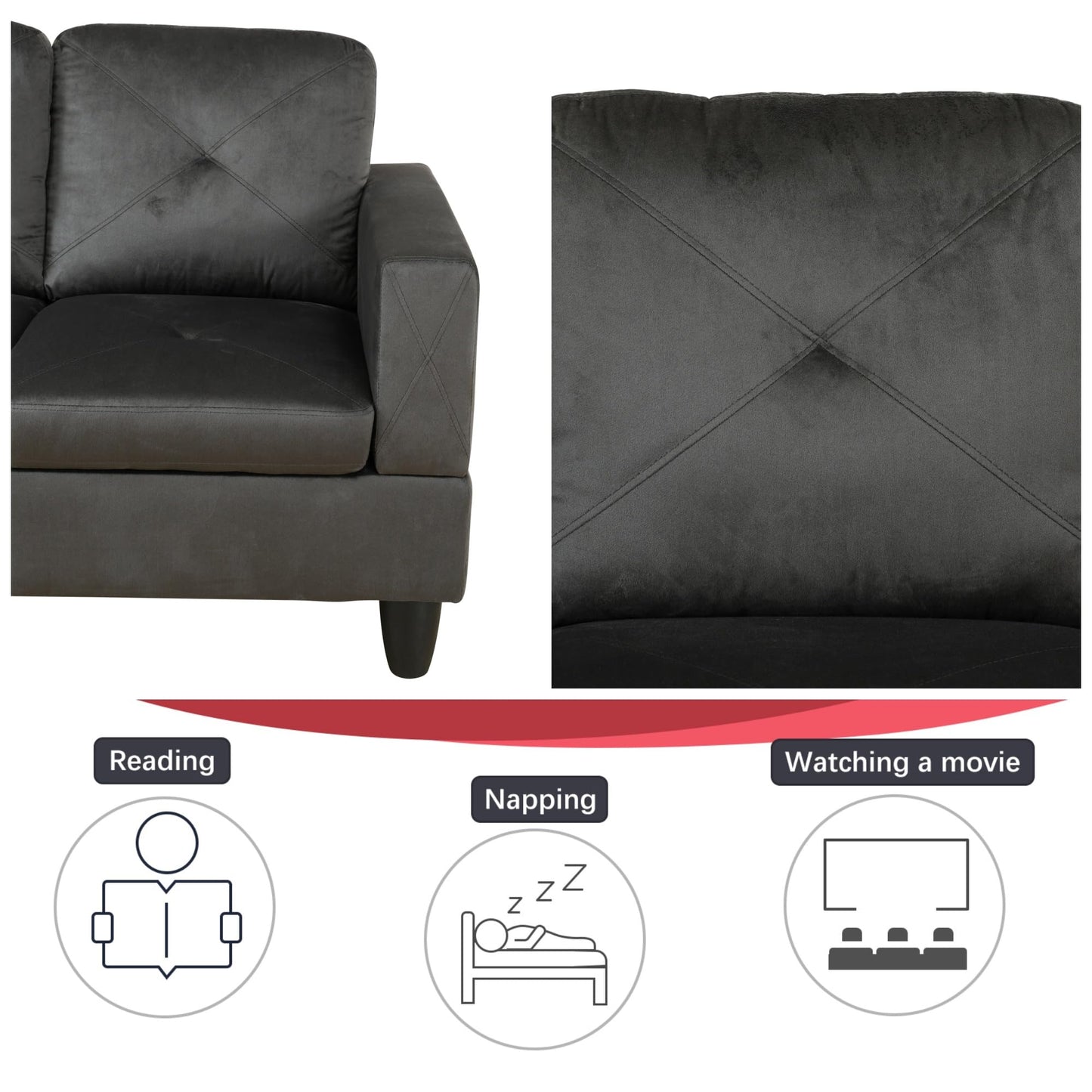 ChicFurnit L Shaped Sectional Couches, Modular Sectional Sofa with Ottoman Storage