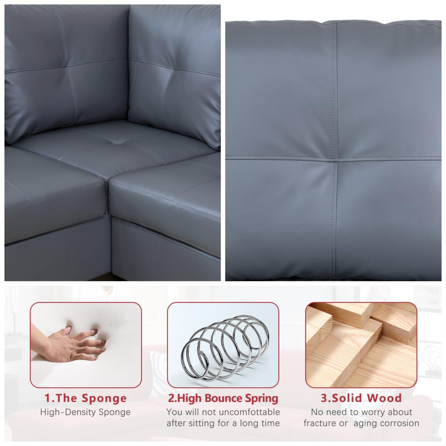 ChicFurnit L Shaped Sectional Couches, Modular Sectional Sofa with Ottoman Storage