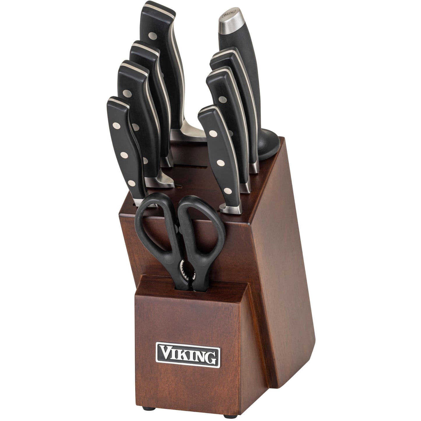 Viking 17 Piece Kitchen Knife Set with Light Walnut Block