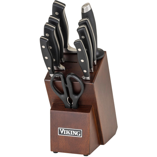 Viking 17 Piece Kitchen Knife Set with Light Walnut Block