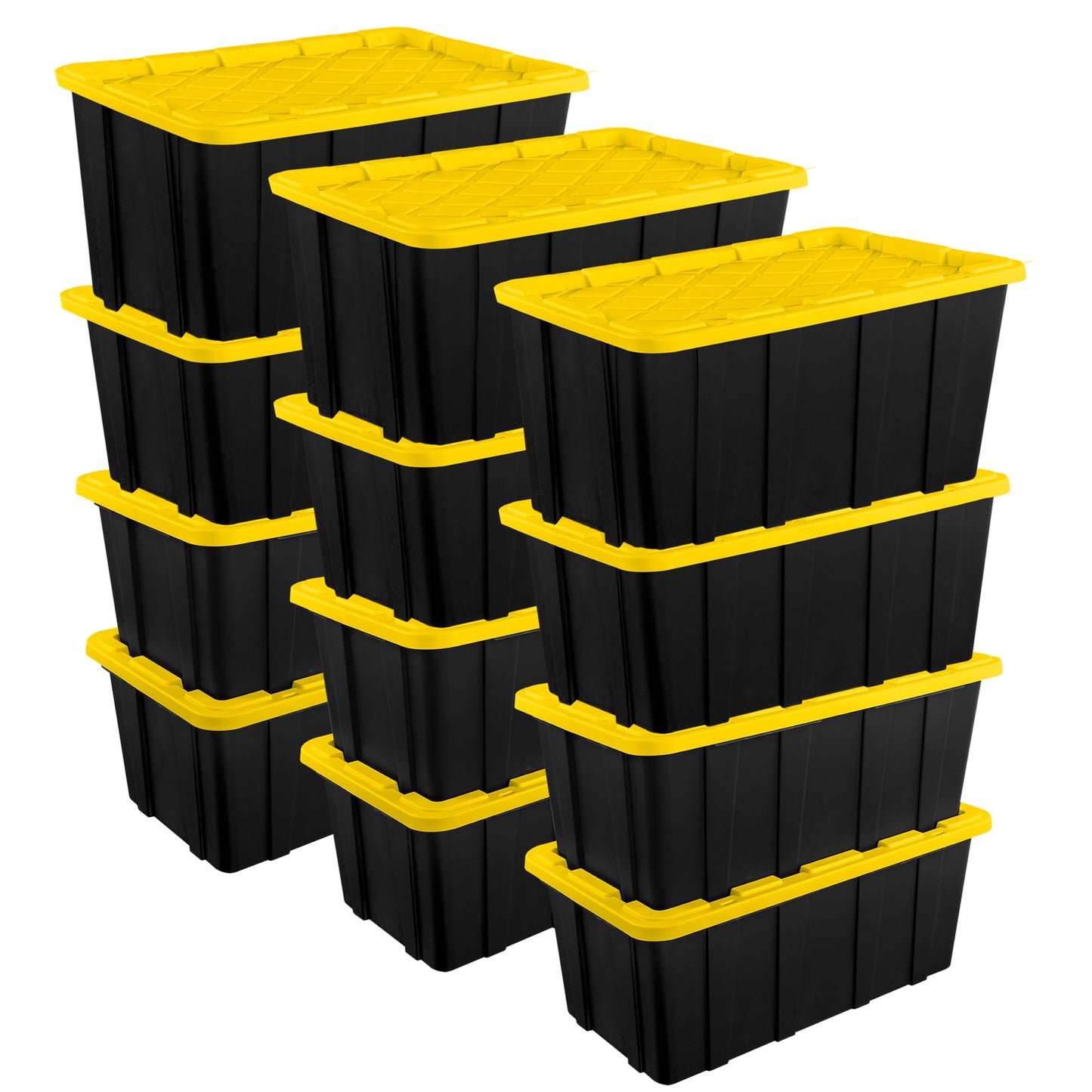 Sterilite 12-Pack Industrial Tote Plastic Storage Container Bins with Lids, 17 Gallon