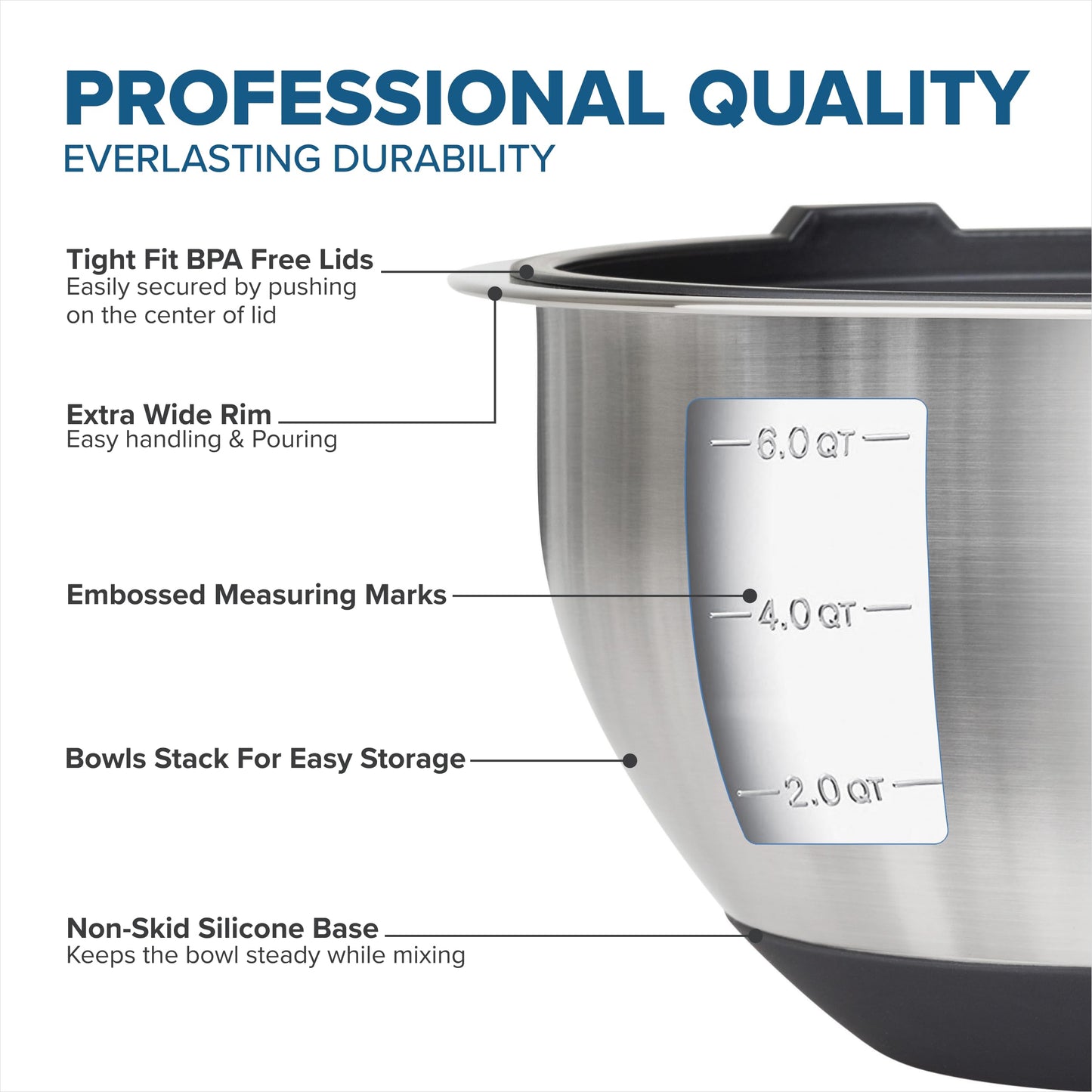 Viking Mixing Bowls Set, 10 Piece Stainless Steel Kitchen Cookware