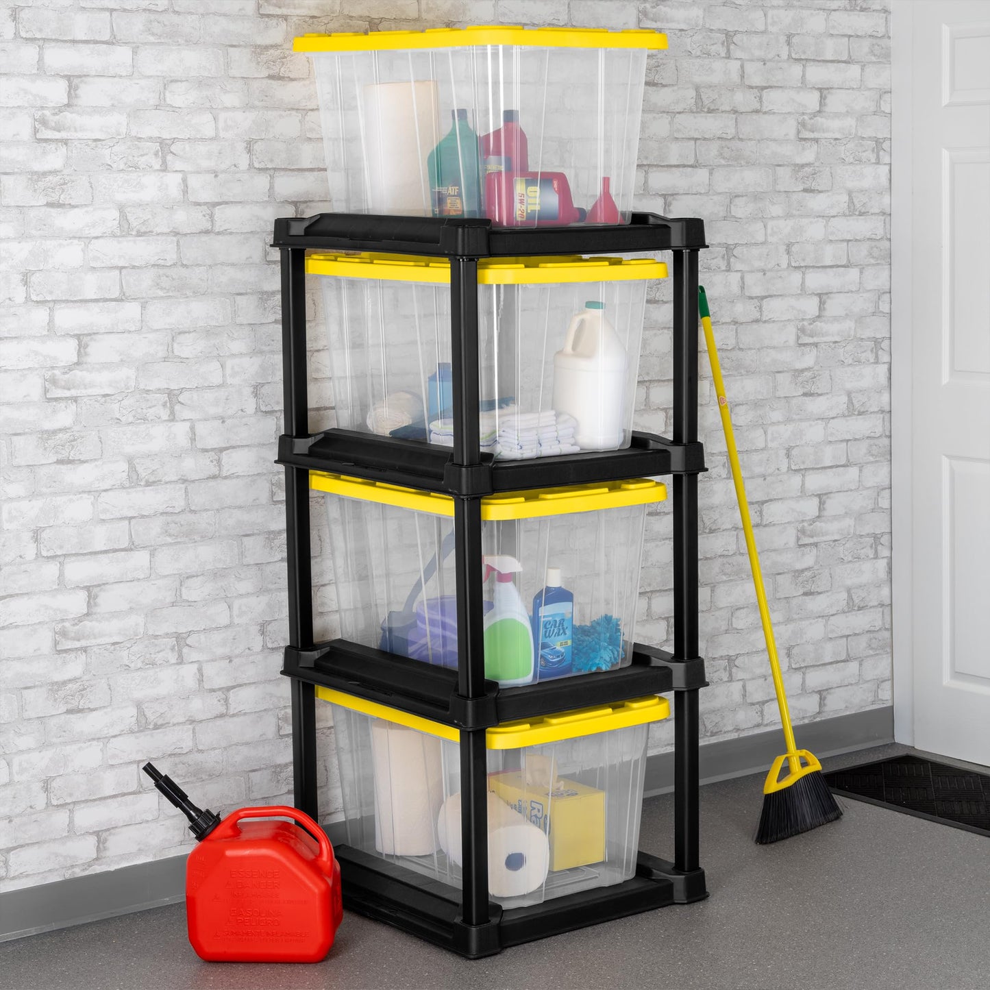 Sterilite 12-Pack Industrial Tote Plastic Storage Container Bins with Lids, 17 Gallon