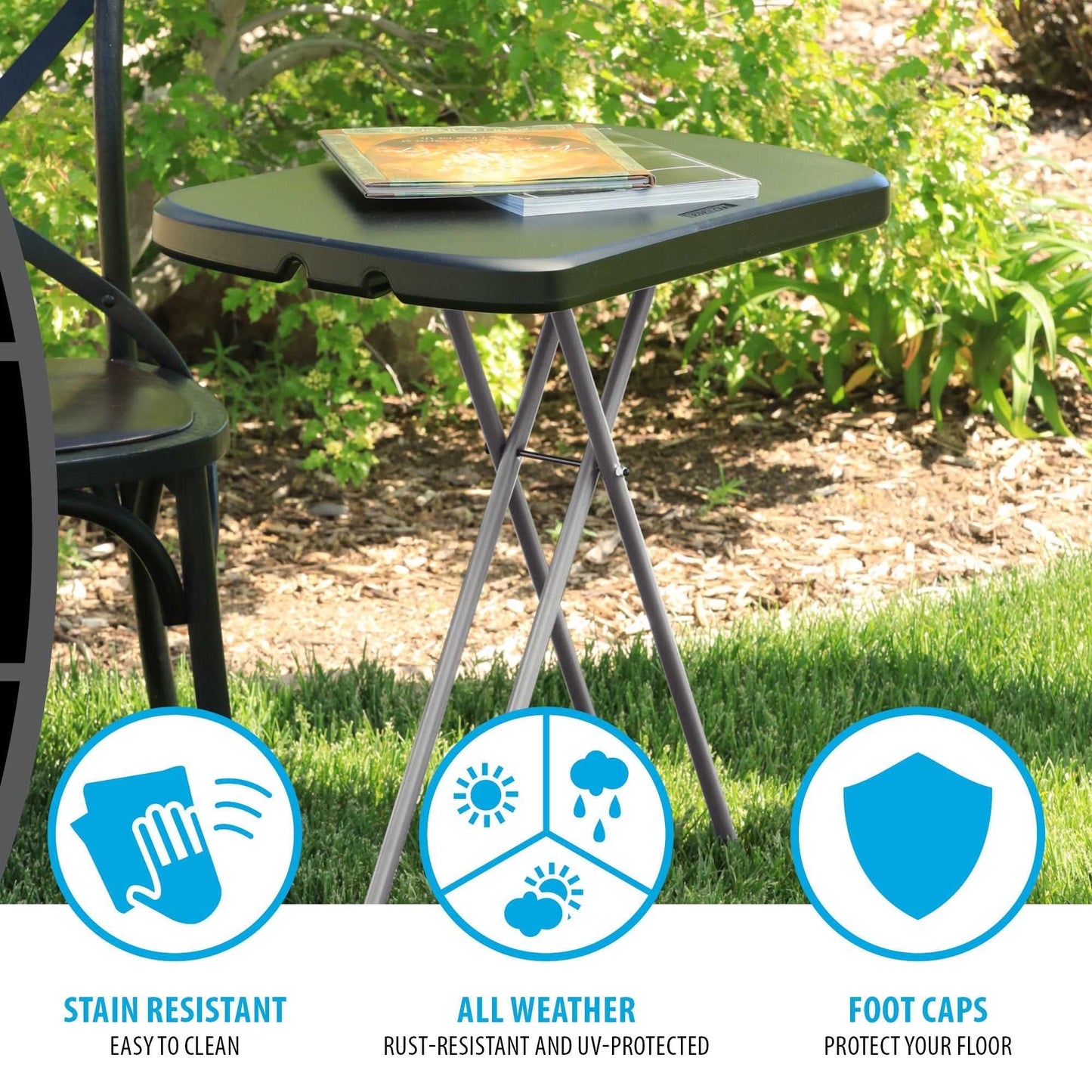 LIFETIME 80251 Adjustable Folding Laptop Table TV Tray, 26 Inch, White Granite
