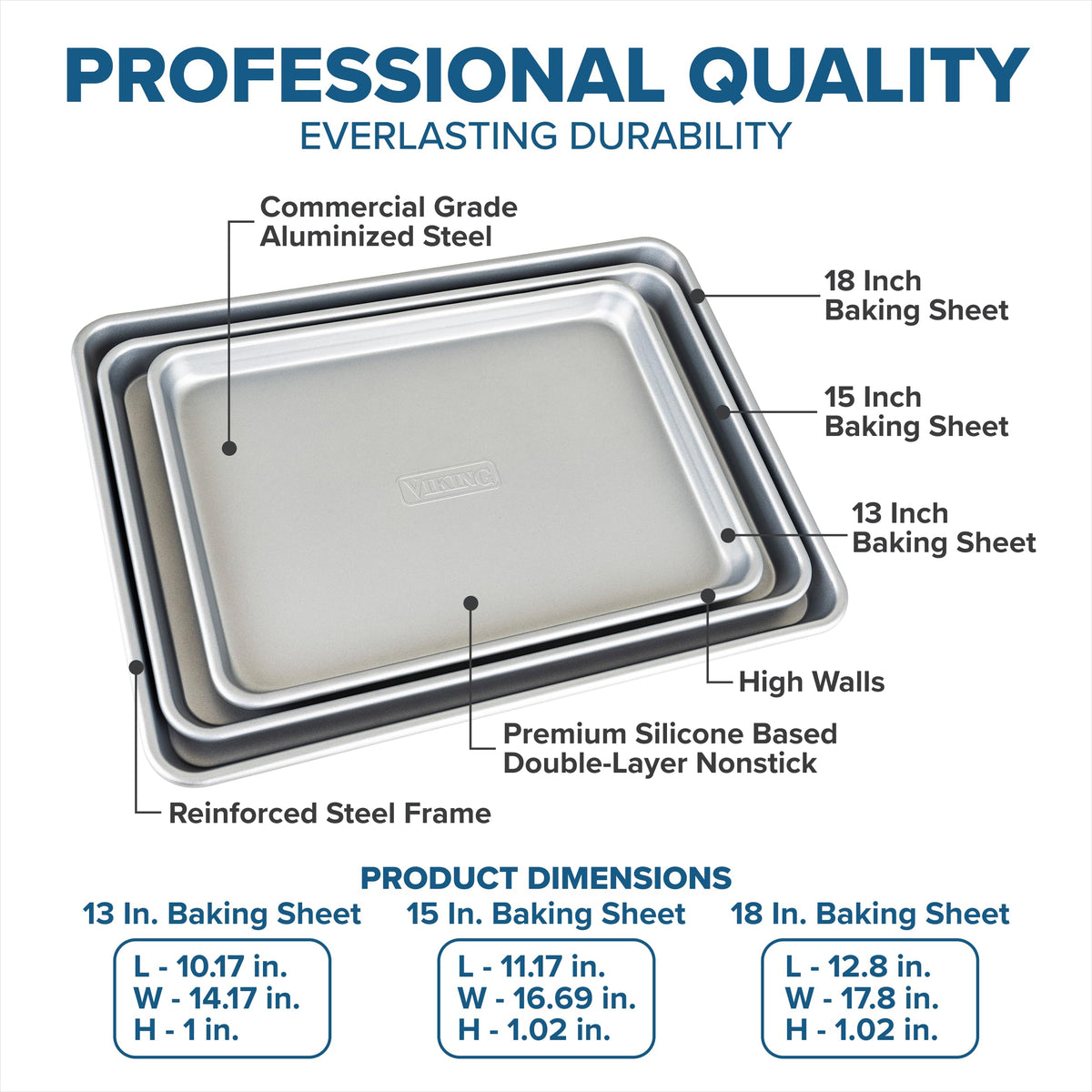 Viking Premium 3-Piece Nonstick Baking Sheet Pan Set