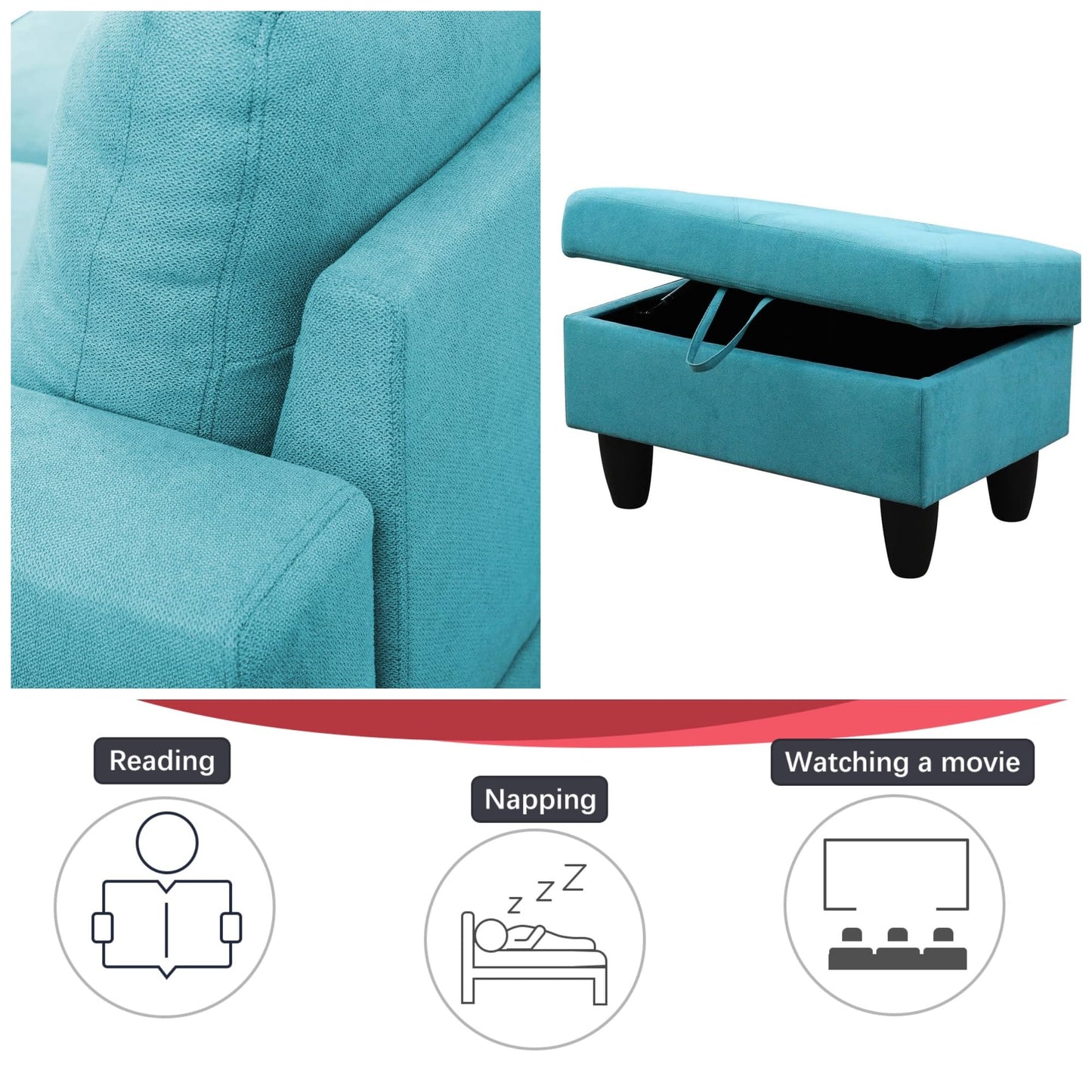 ChicFurnit L Shaped Sectional Couches, Modular Sectional Sofa with Ottoman Storage