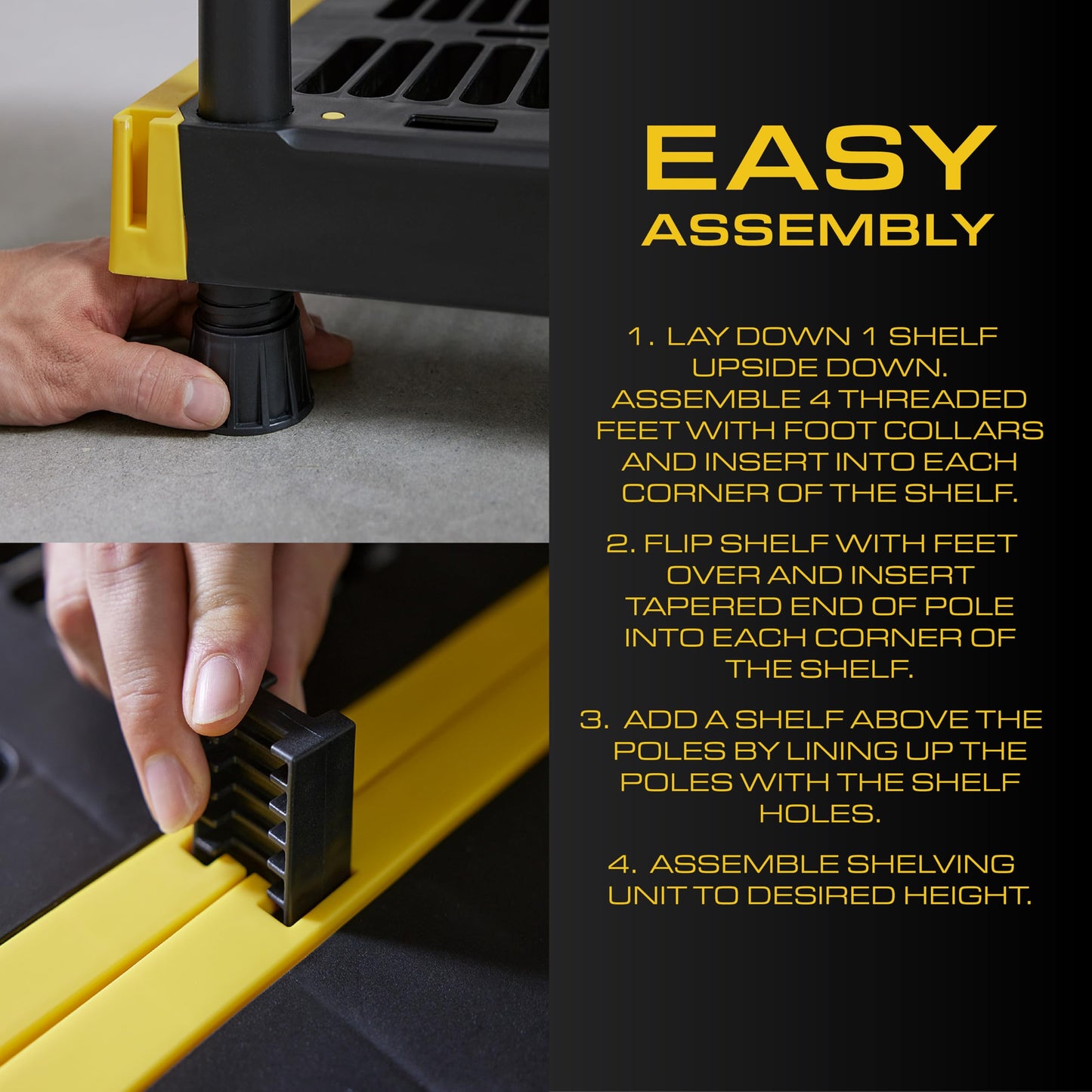 CX Black & Yellow 5-Tier Heavy Duty Plastic Storage Shelves