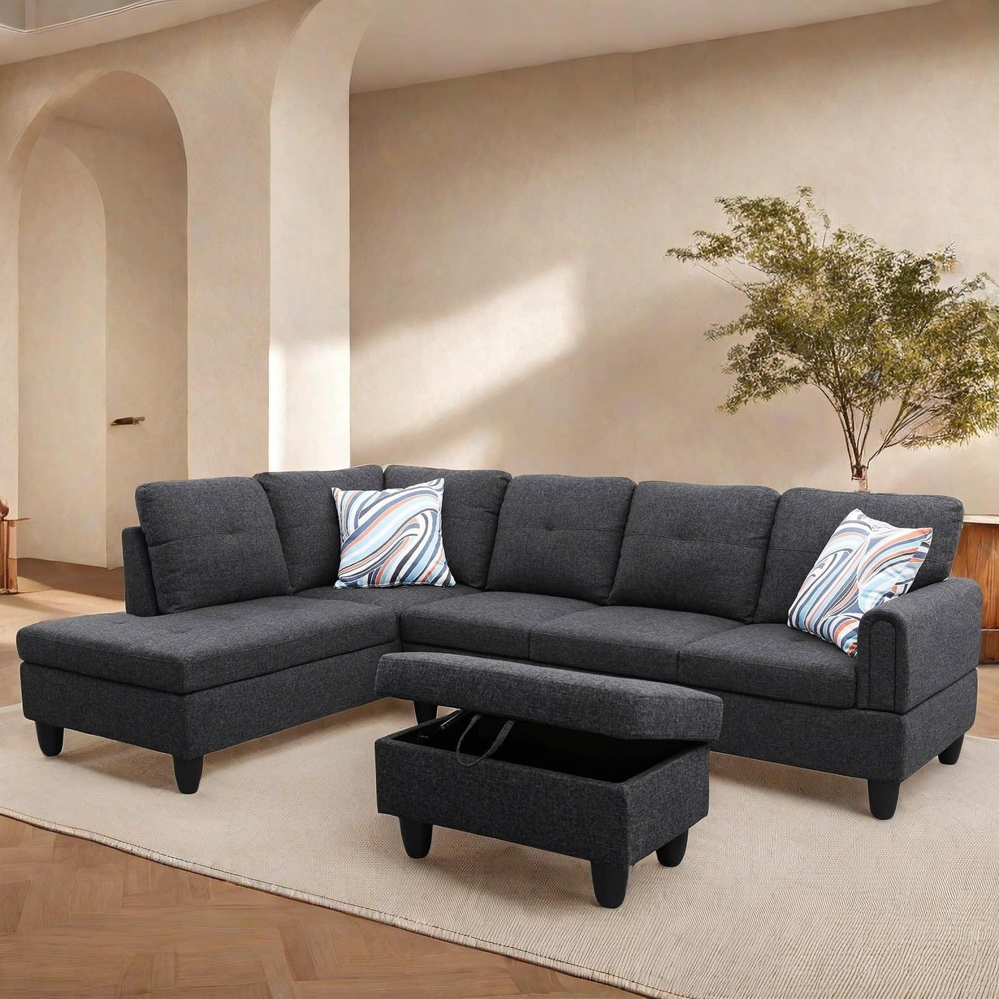 ChicFurnit L Shaped Sectional Couches, Modular Sectional Sofa with Ottoman Storage
