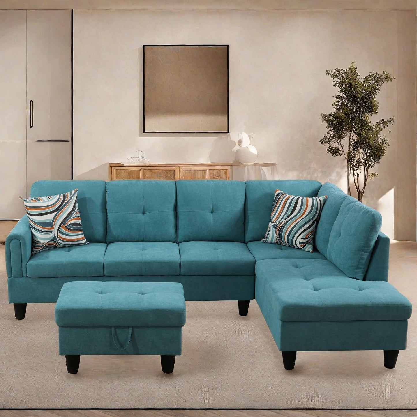 ChicFurnit L Shaped Sectional Couches, Modular Sectional Sofa with Ottoman Storage