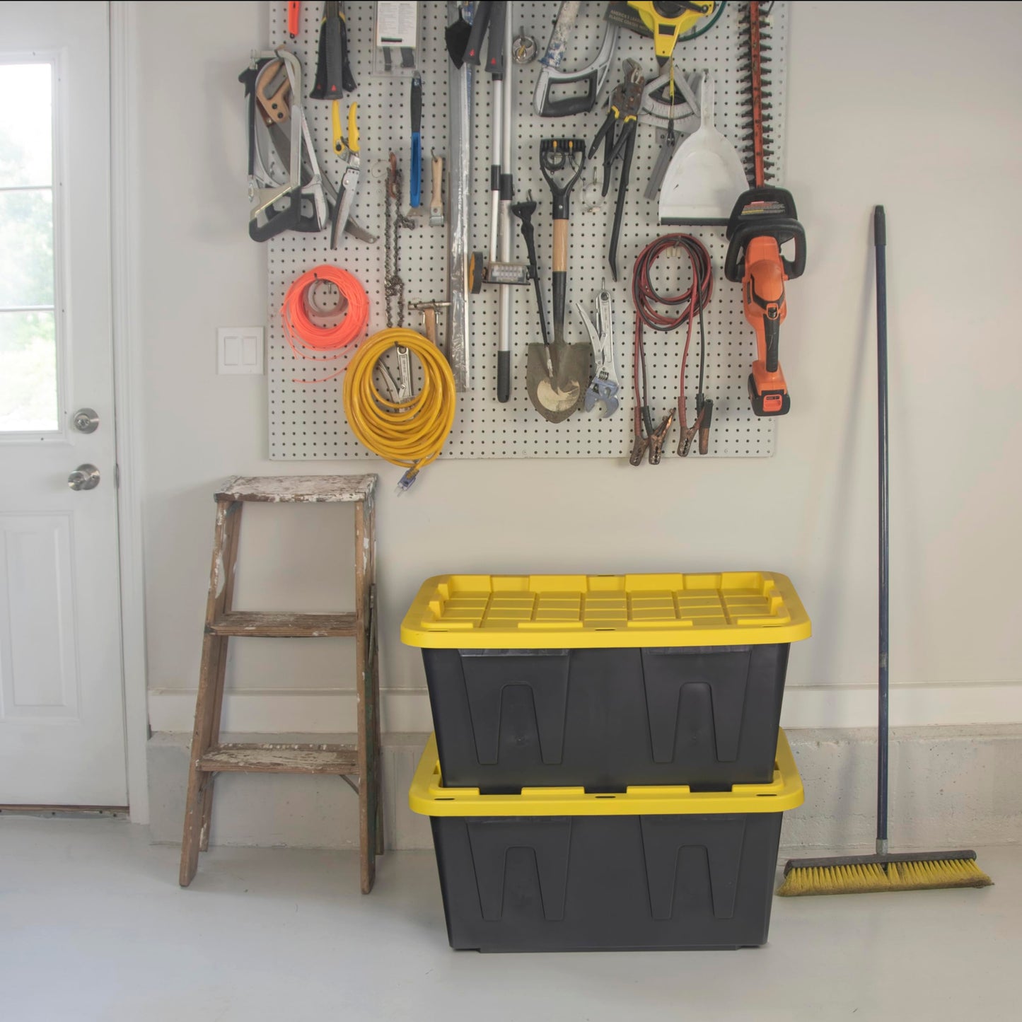 CX BLACK & YELLOW 12-Gallon Heavy Duty Storage Bins with Lids Stackable Plastic 4 PacK