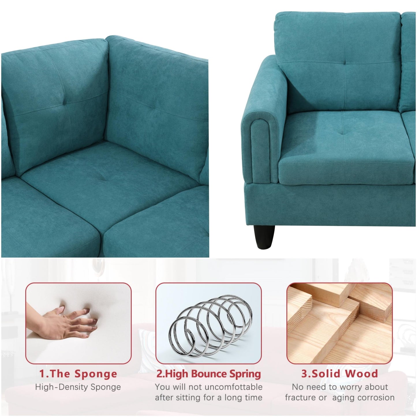 ChicFurnit L Shaped Sectional Couches, Modular Sectional Sofa with Ottoman Storage