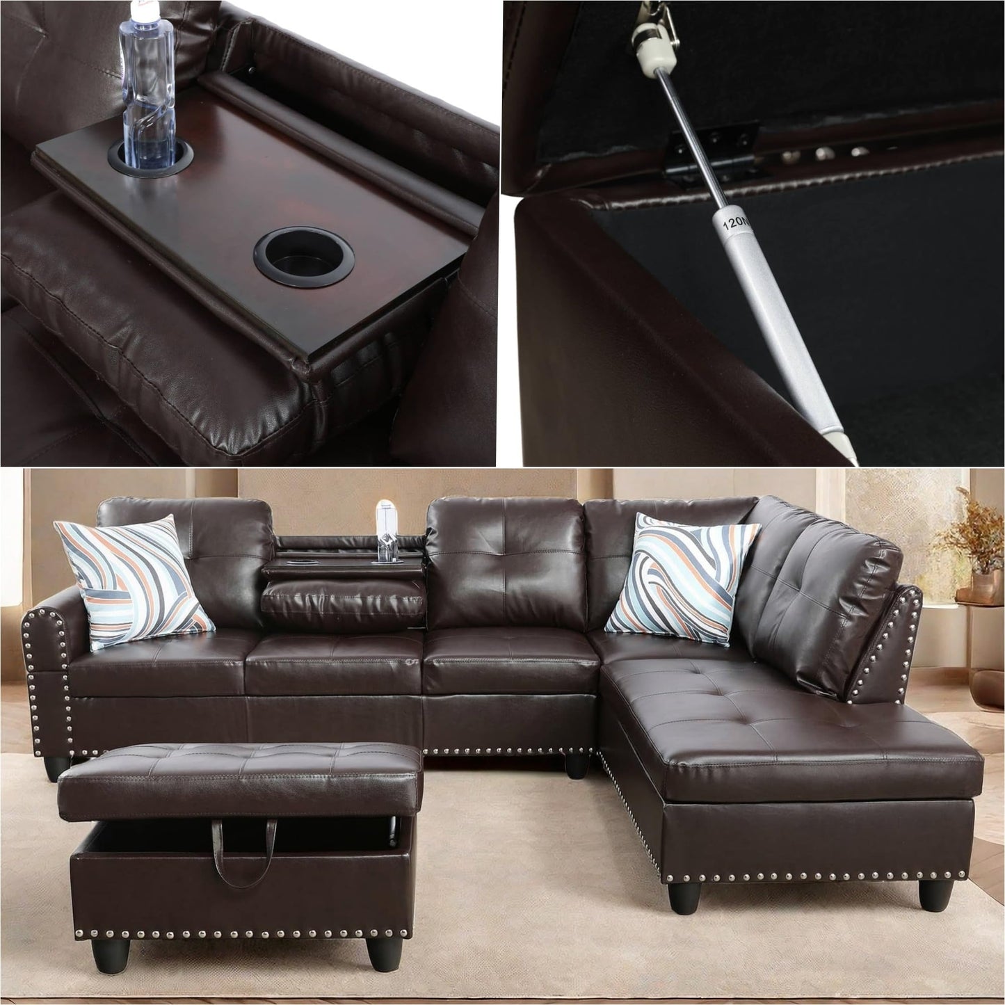 ChicFurnit L Shaped Sectional Couches, Modular Sectional Sofa with Ottoman Storage