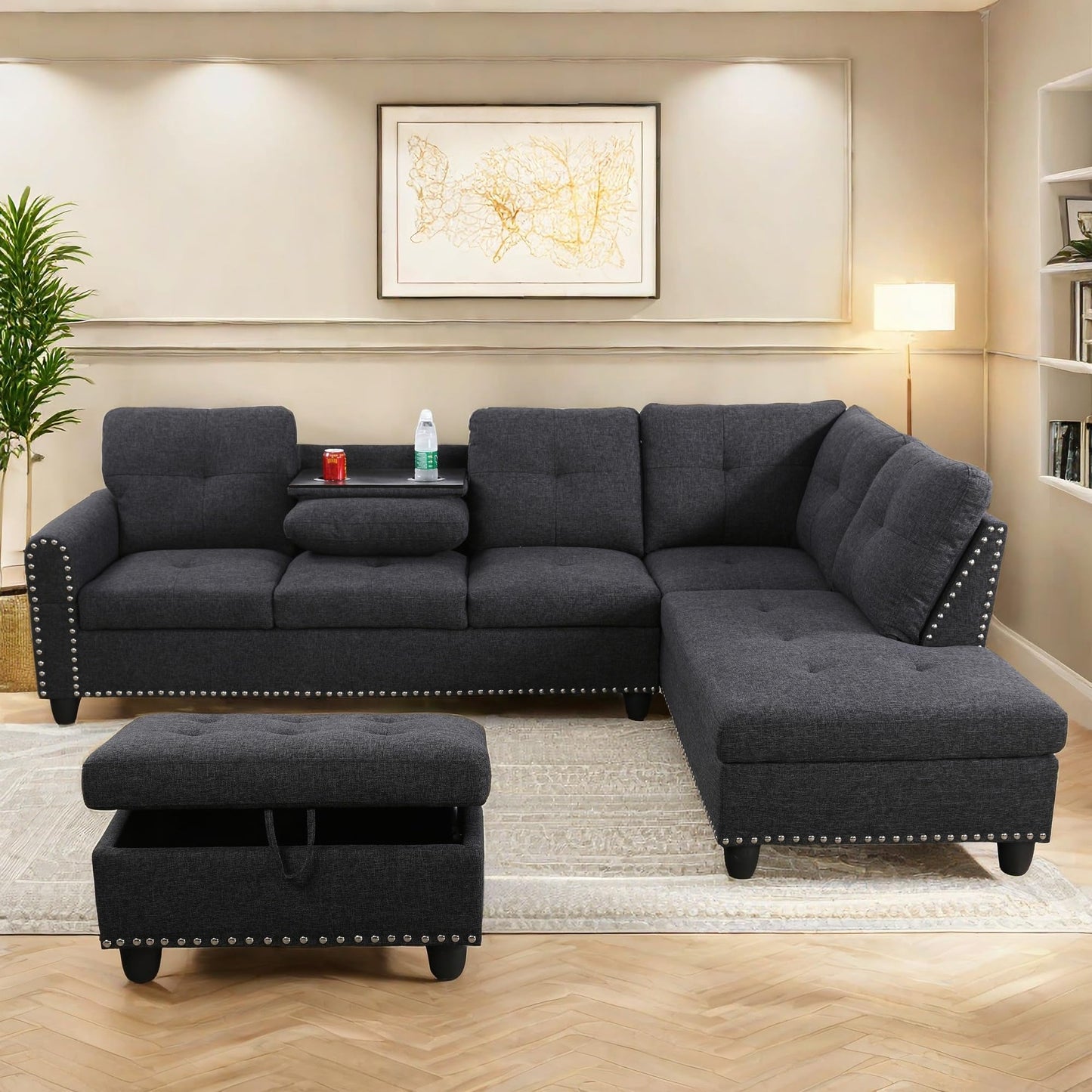 ChicFurnit L Shaped Sectional Couches, Modular Sectional Sofa with Ottoman Storage
