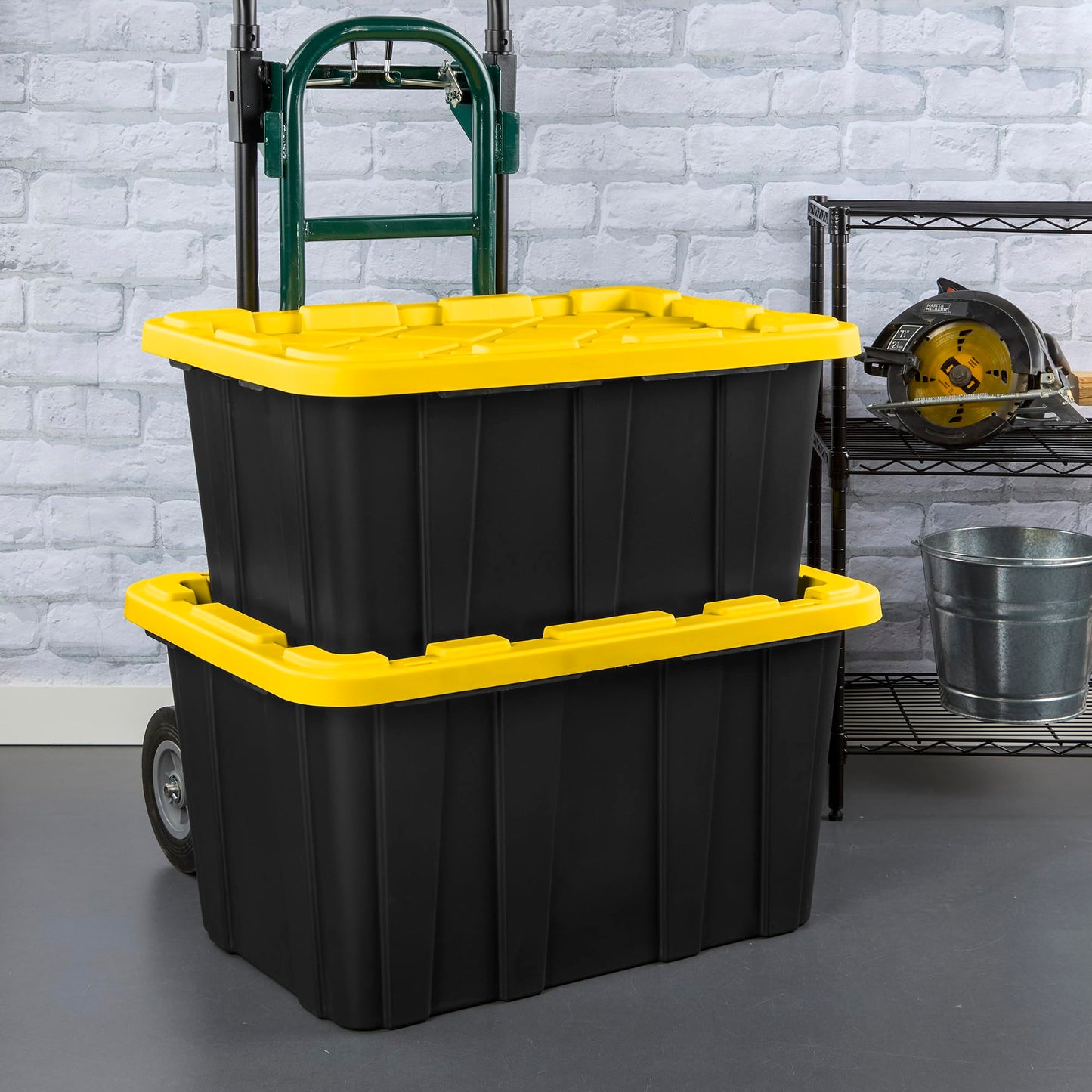 Sterilite 12-Pack Industrial Tote Plastic Storage Container Bins with Lids 27 Gallon