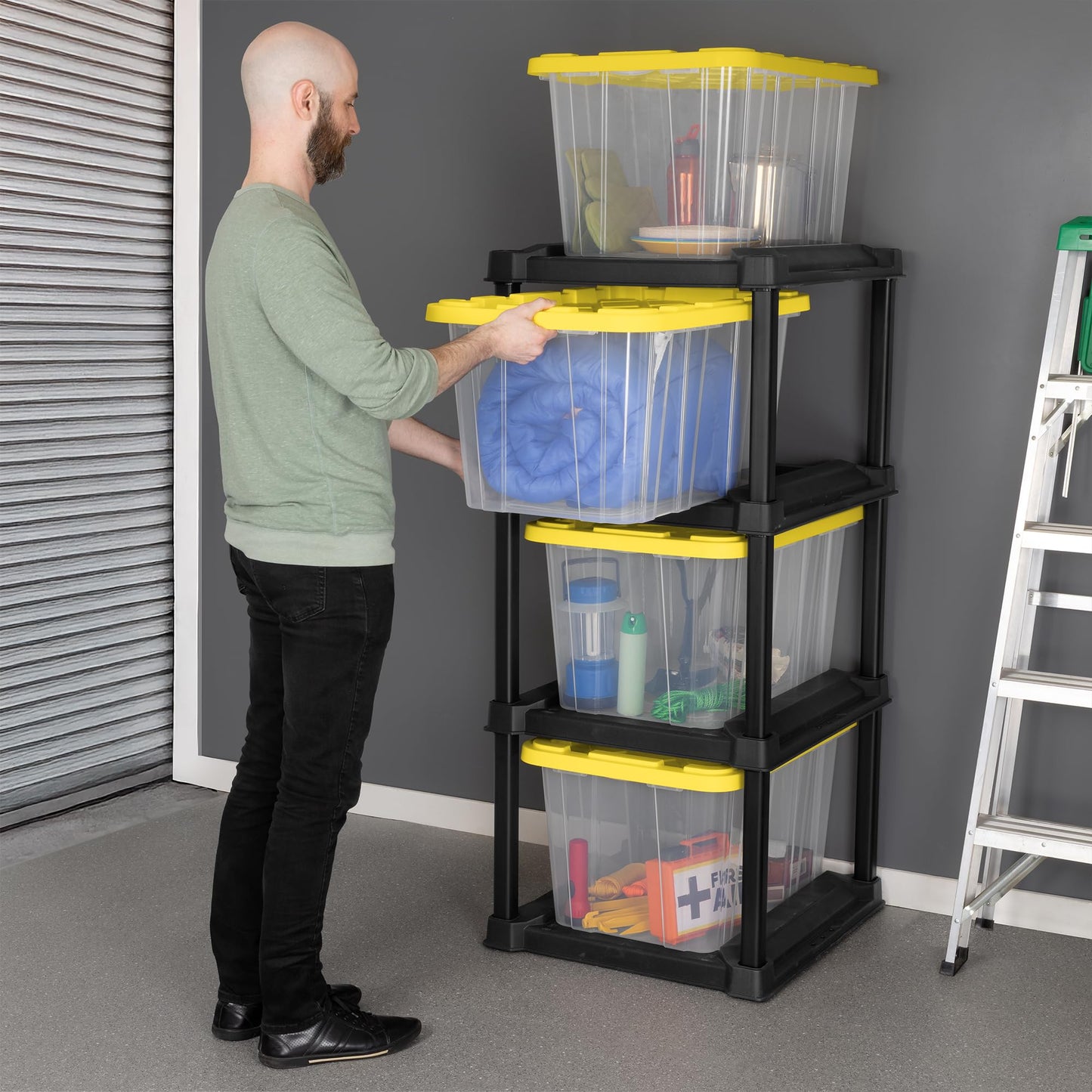 Sterilite 12-Pack Industrial Tote Plastic Storage Container Bins with Lids, 17 Gallon