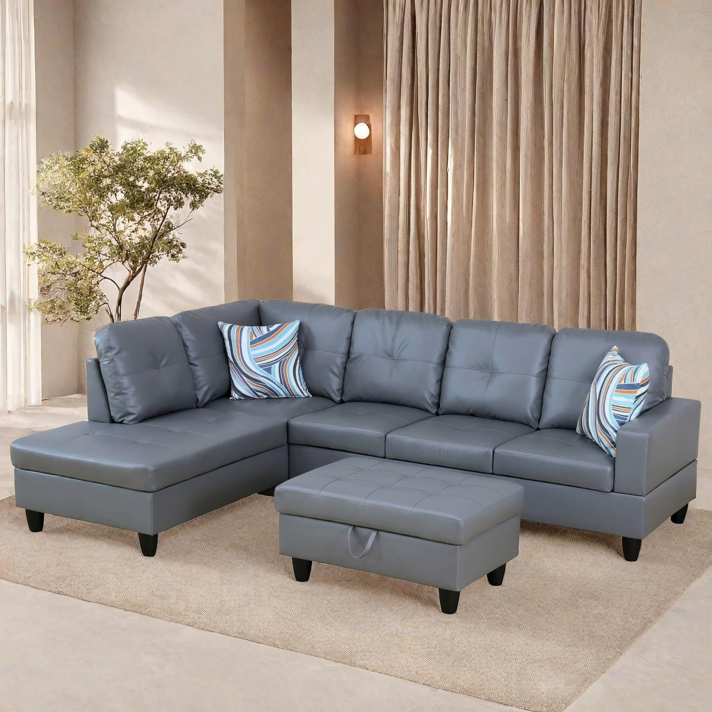ChicFurnit L Shaped Sectional Couches, Modular Sectional Sofa with Ottoman Storage