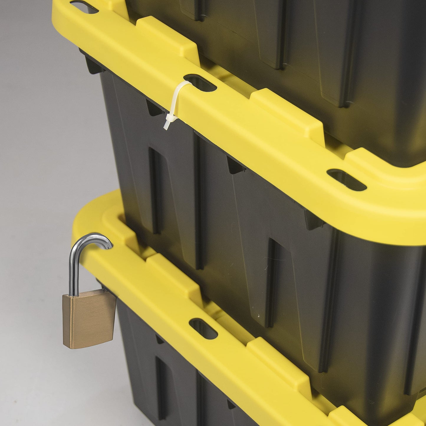 CX BLACK & YELLOW 12-Gallon Heavy Duty Storage Bins with Lids Stackable Plastic 4 PacK