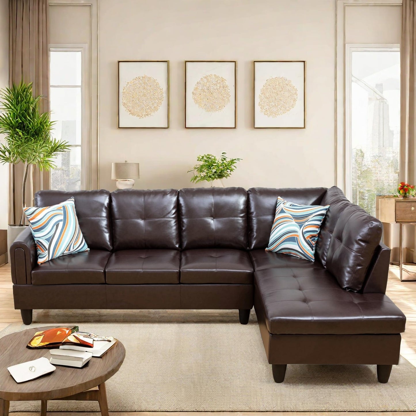 ChicFurnit L Shaped Sectional Couches, Modular Sectional Sofa with Ottoman Storage