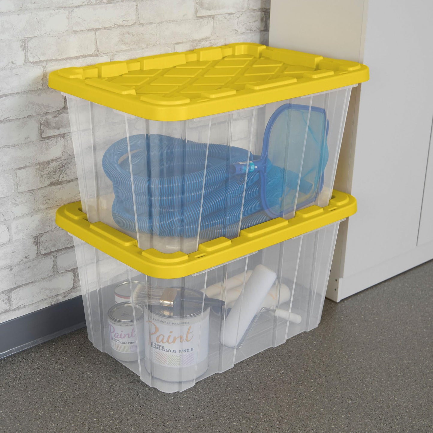 Sterilite 12-Pack Industrial Tote Plastic Storage Container Bins with Lids, 17 Gallon