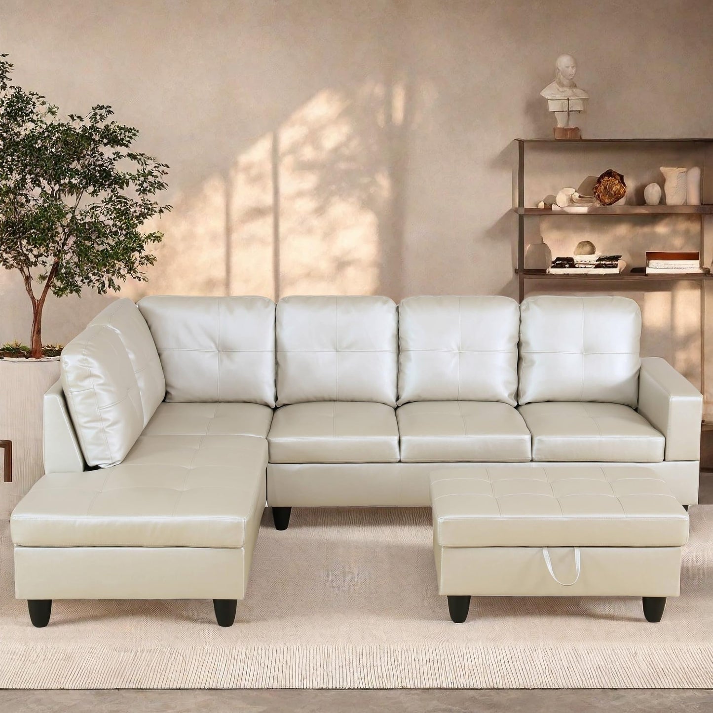 ChicFurnit L Shaped Sectional Couches, Modular Sectional Sofa with Ottoman Storage