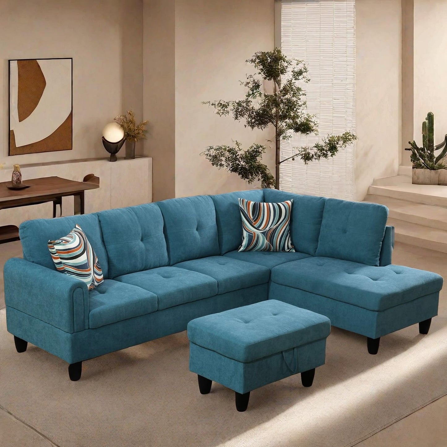 ChicFurnit L Shaped Sectional Couches, Modular Sectional Sofa with Ottoman Storage